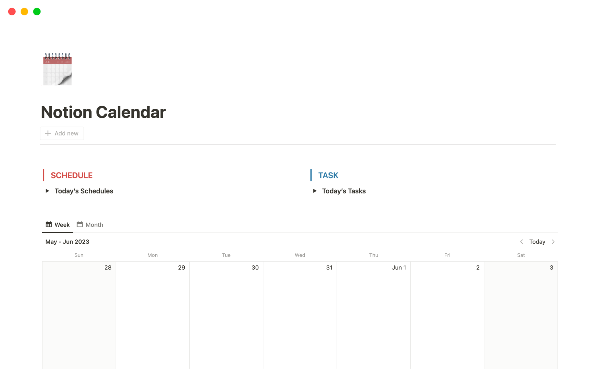 To Do List Calendar Notion Template