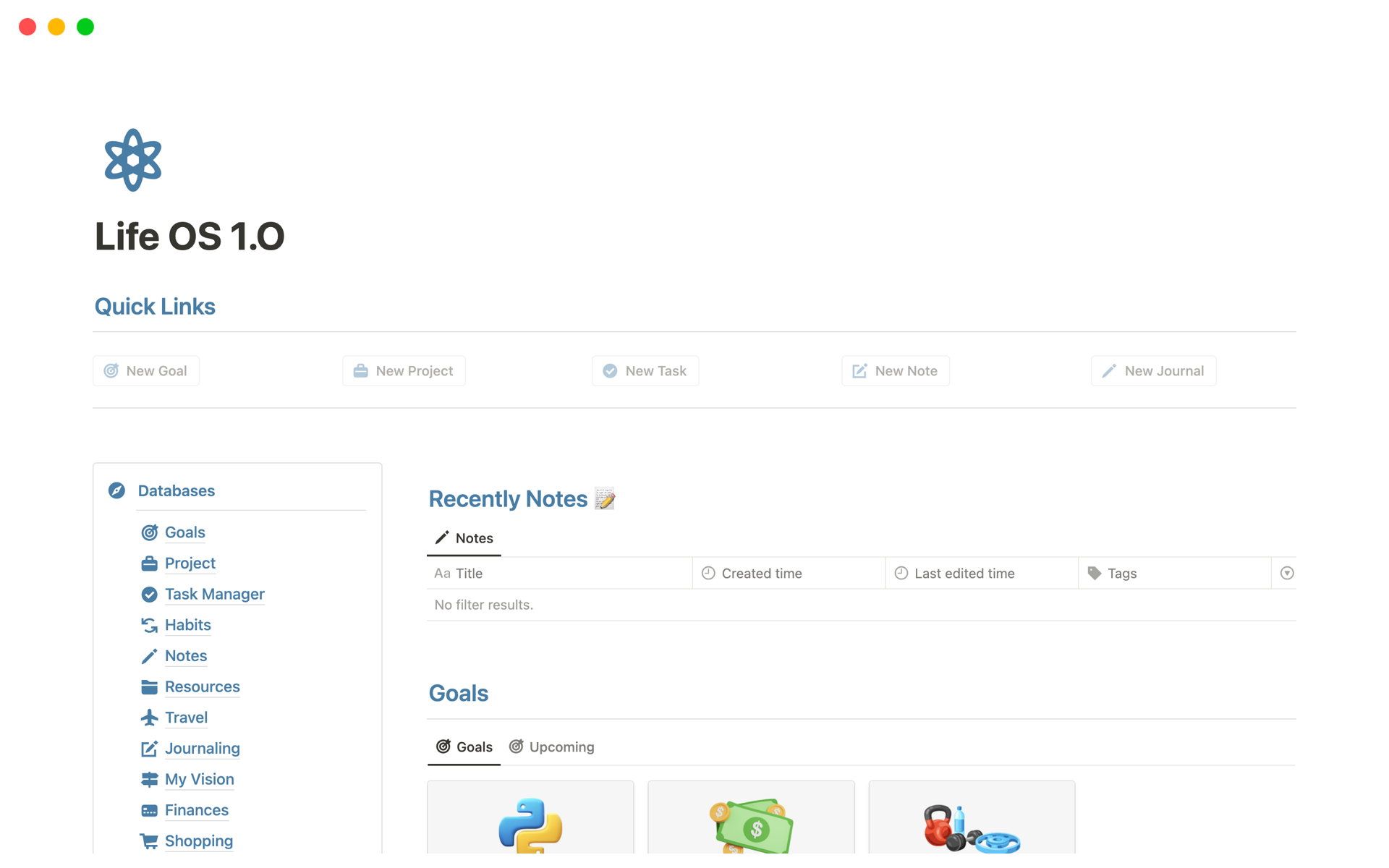 Life OS 1.O | Notion Template