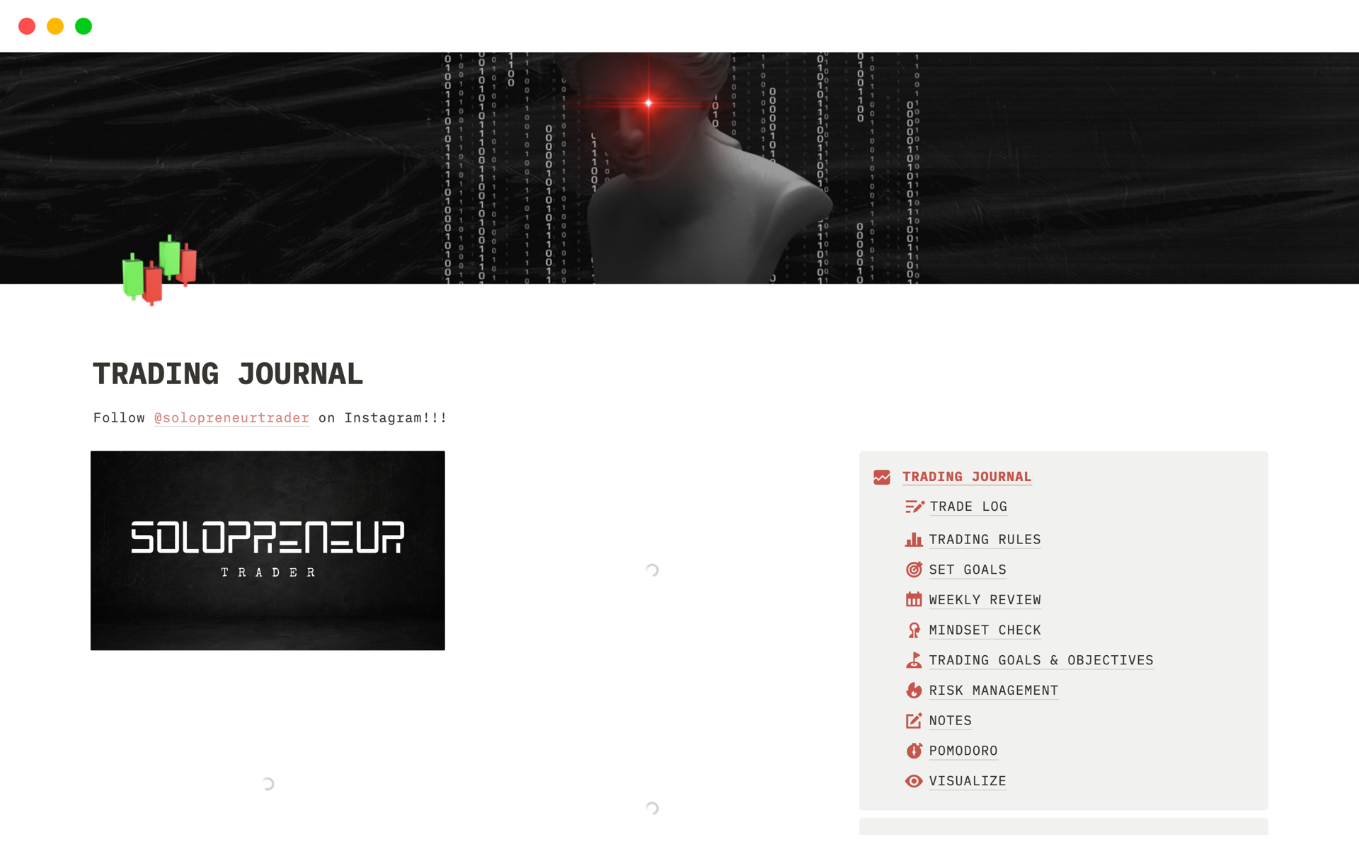trading journal pro notion template
