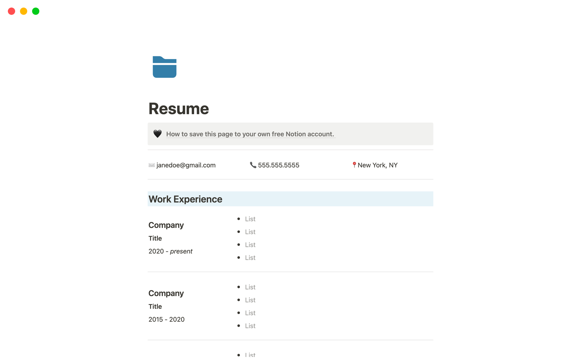 Create your own minimalistic resume website using Notion! 