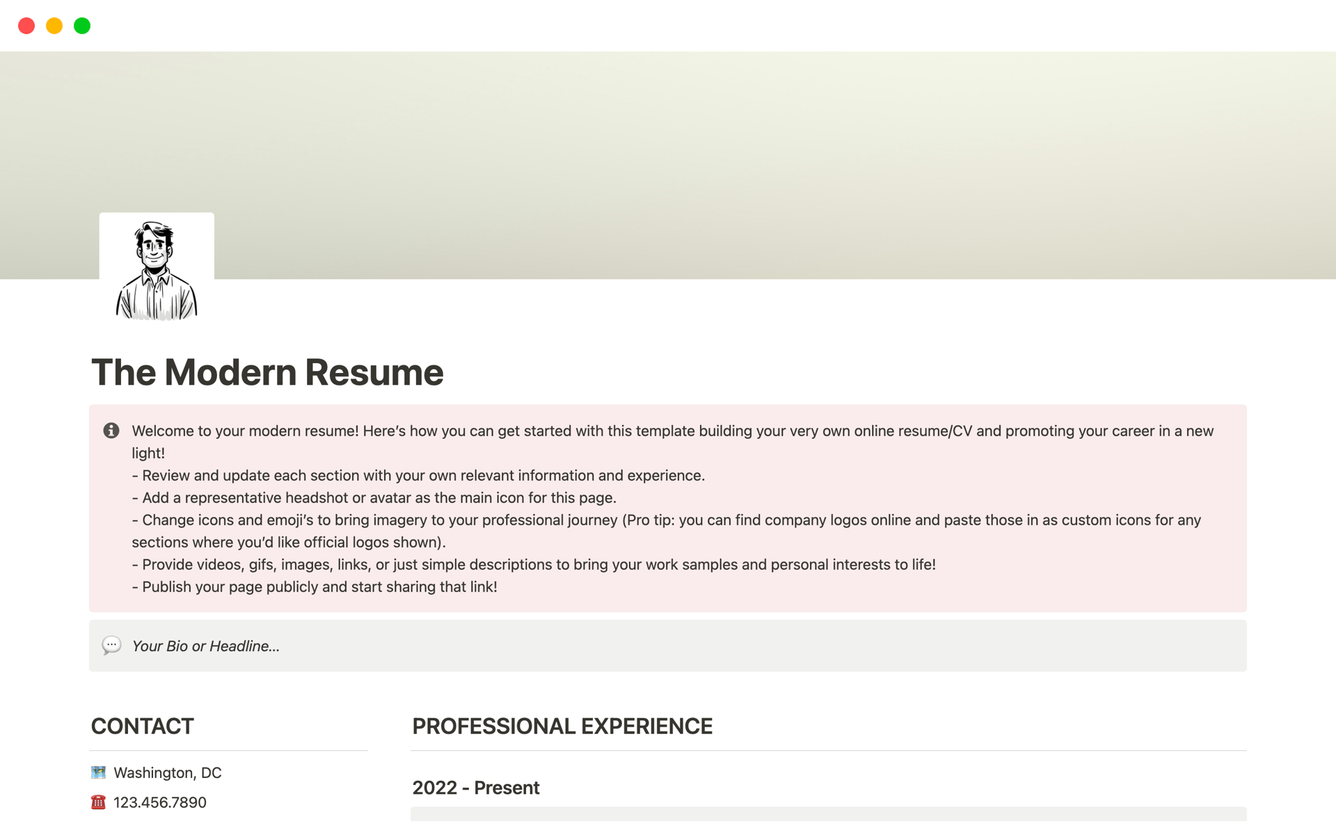 The Modern Resume | Notion Template