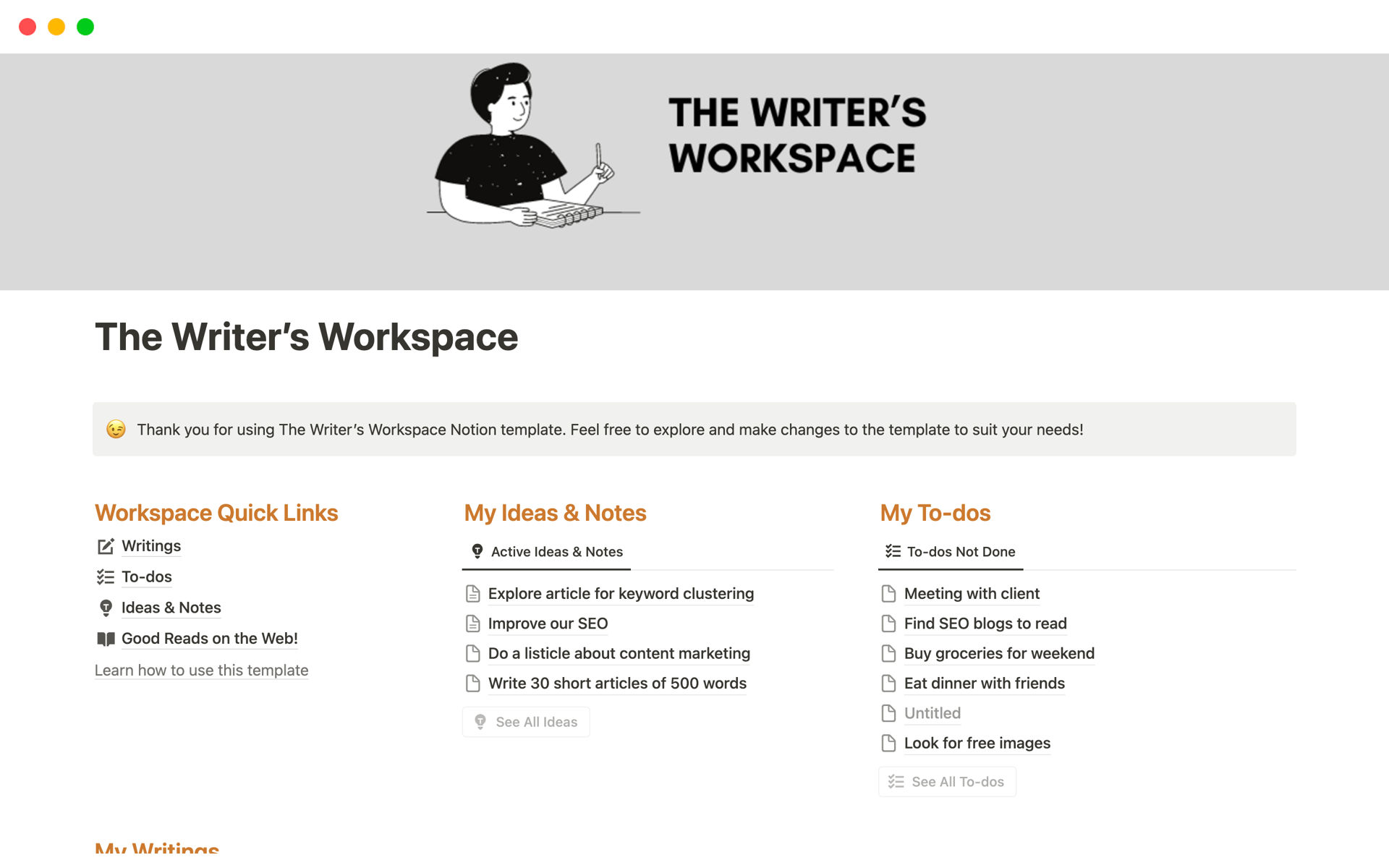 The Writer’s Workspace | Notion Template