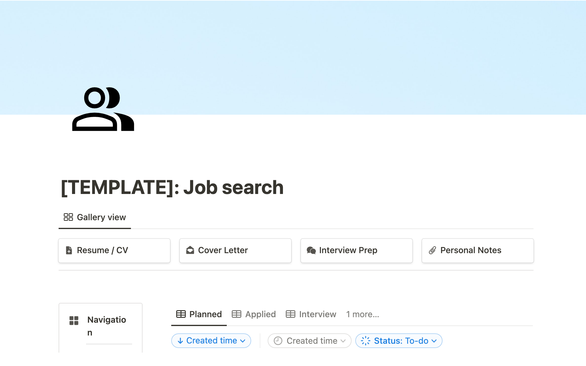 Job Hunt & Search Minimalist Template Notion Template