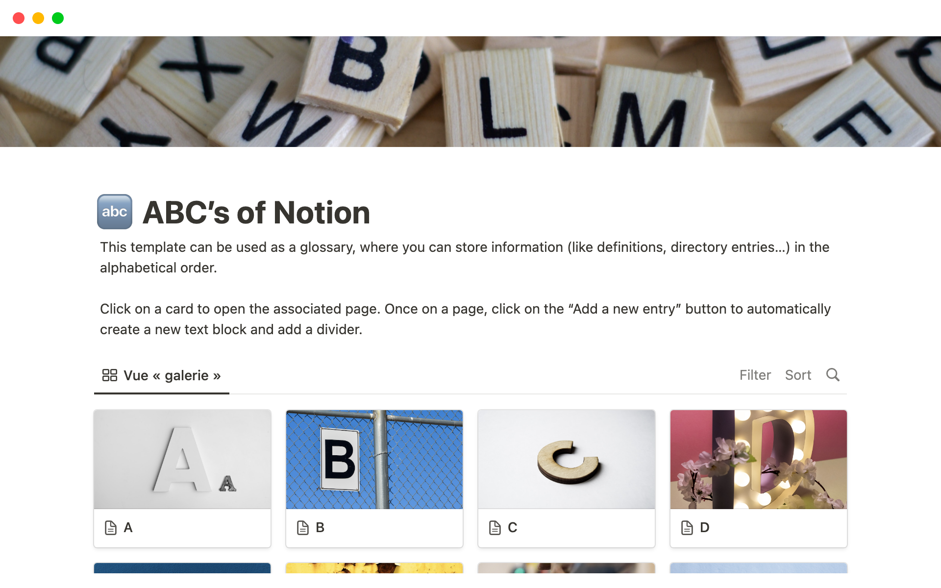 Galeria de modelos do Notion — ABC's of Notion