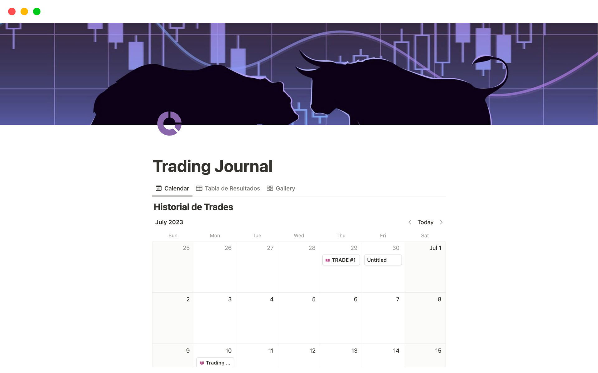 Trading Journal Notion Template 9727