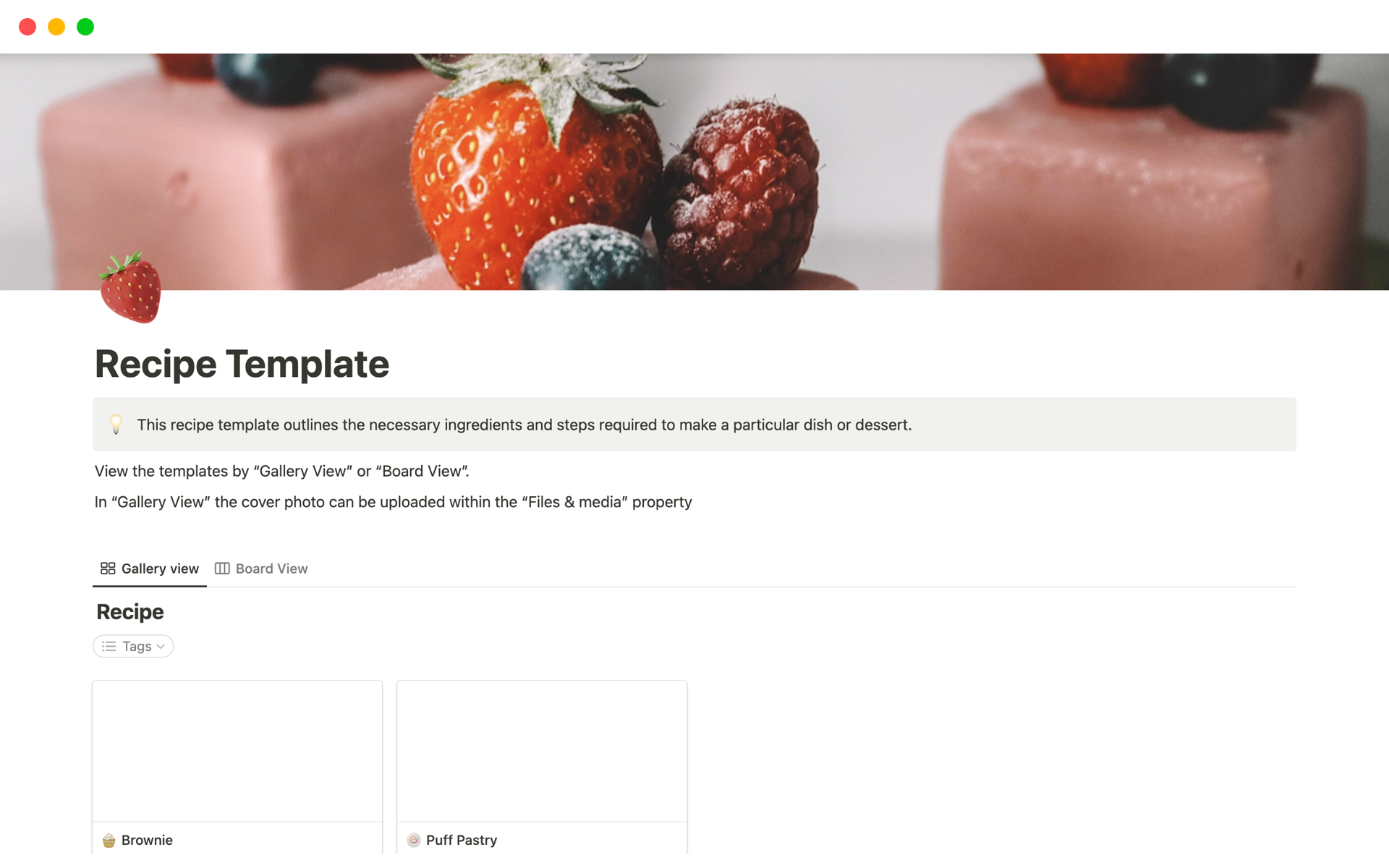 Recipe Page Notion Template