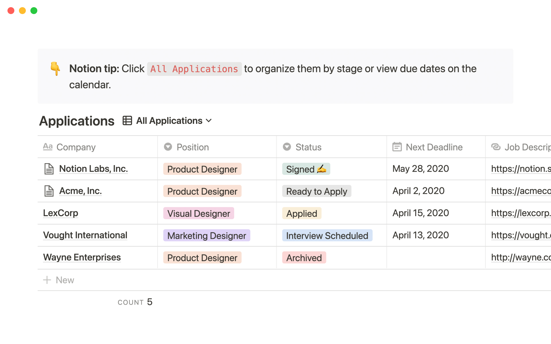 Track your job applications. Organize your resume, cover letter and portfolio, and keep track of companies you've applied to.