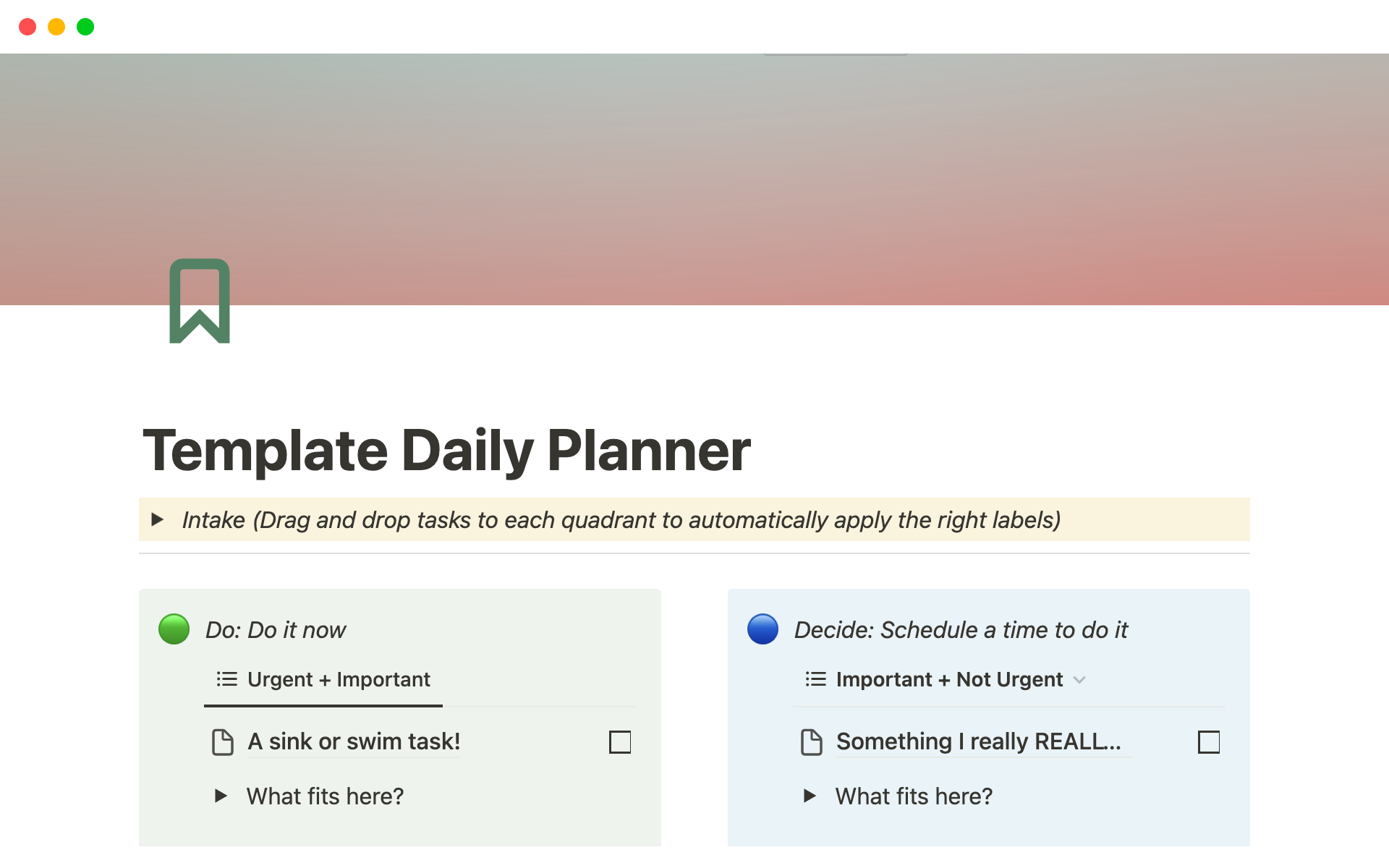 Eisenhower Matrix Task Manager | Notion Template