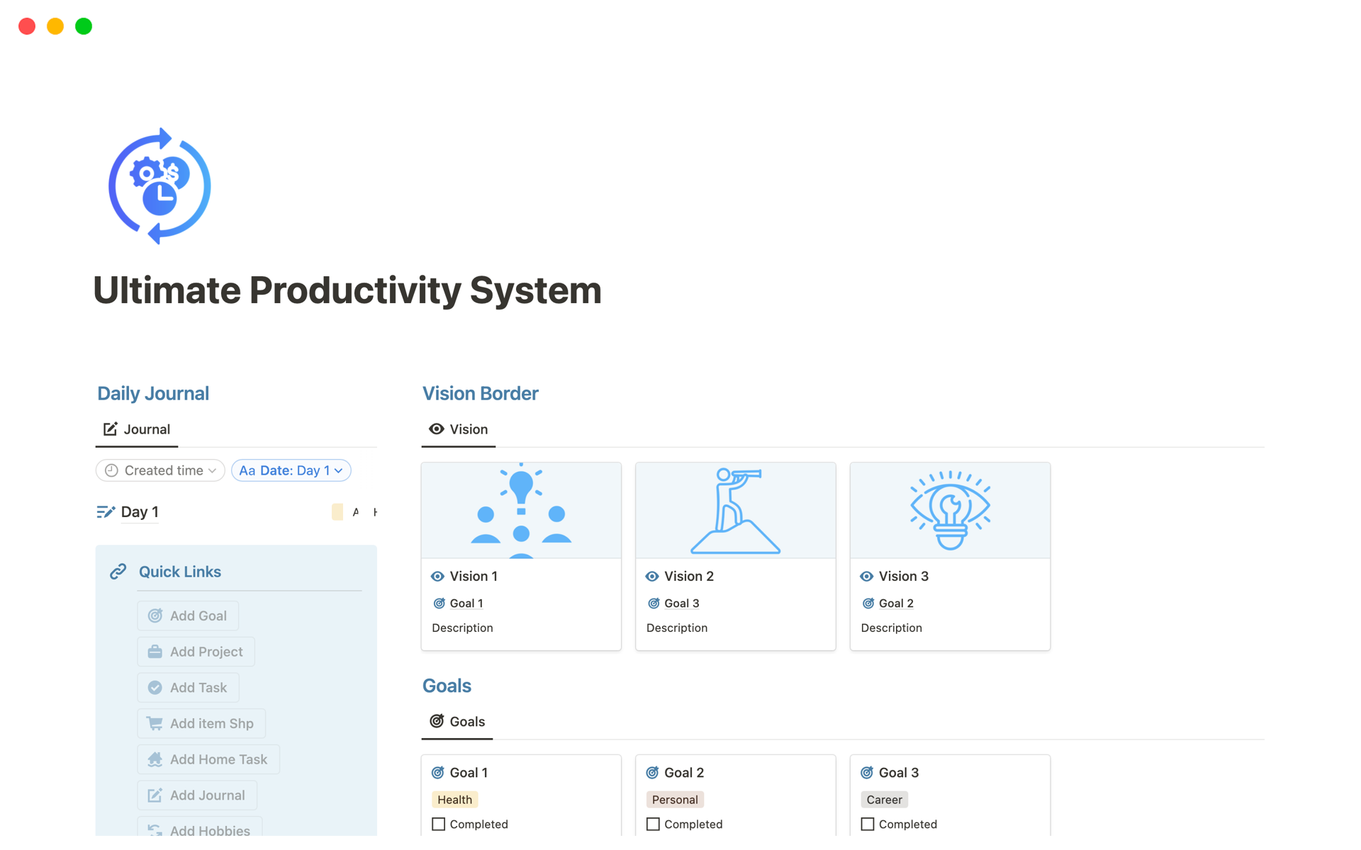 Ultimate Productivity System | Notion Template