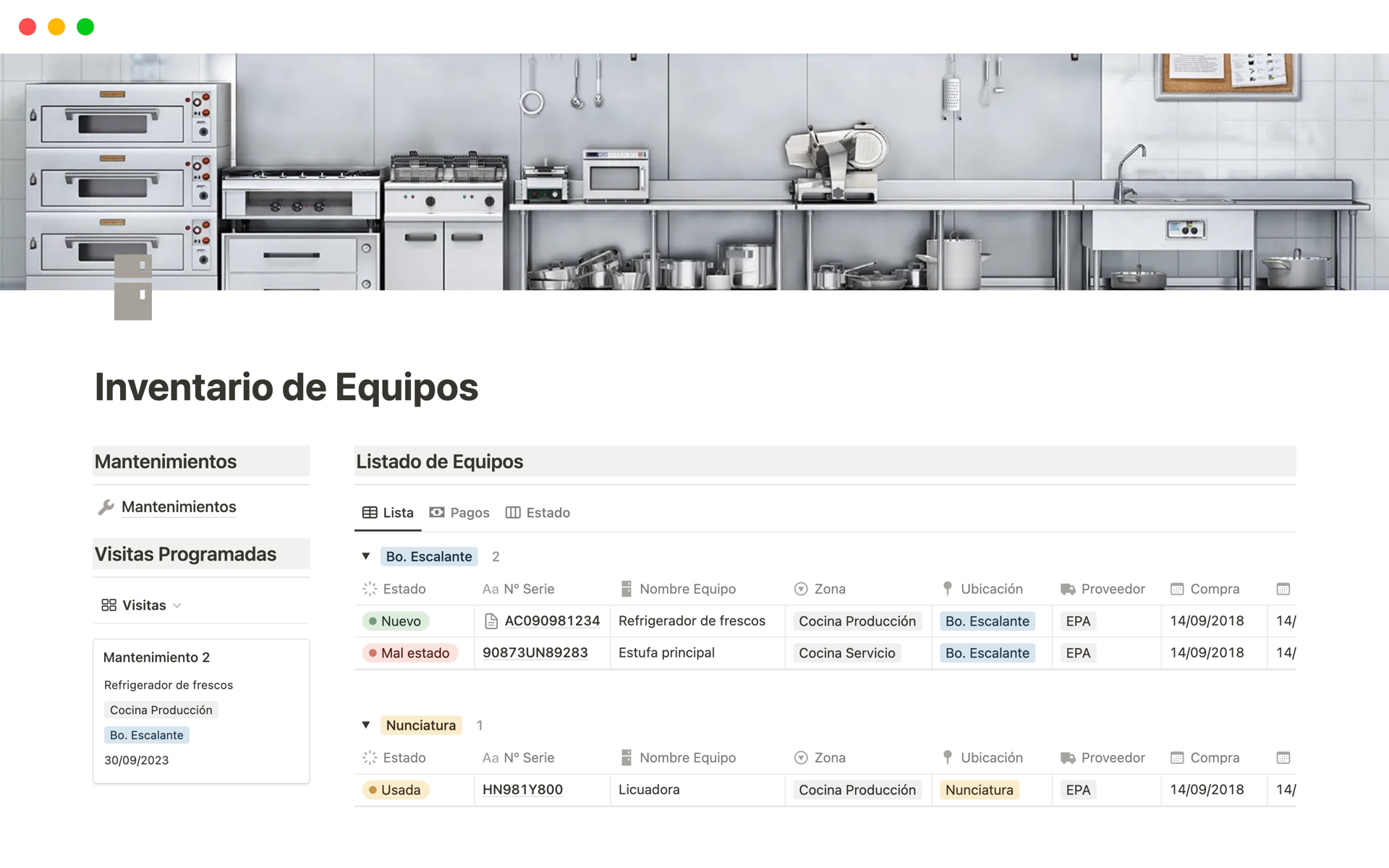 Inventario De Equipos | Plantilla De Notion