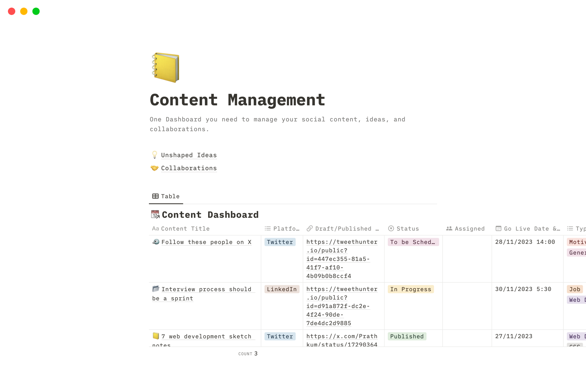 Content Management | Notion Template