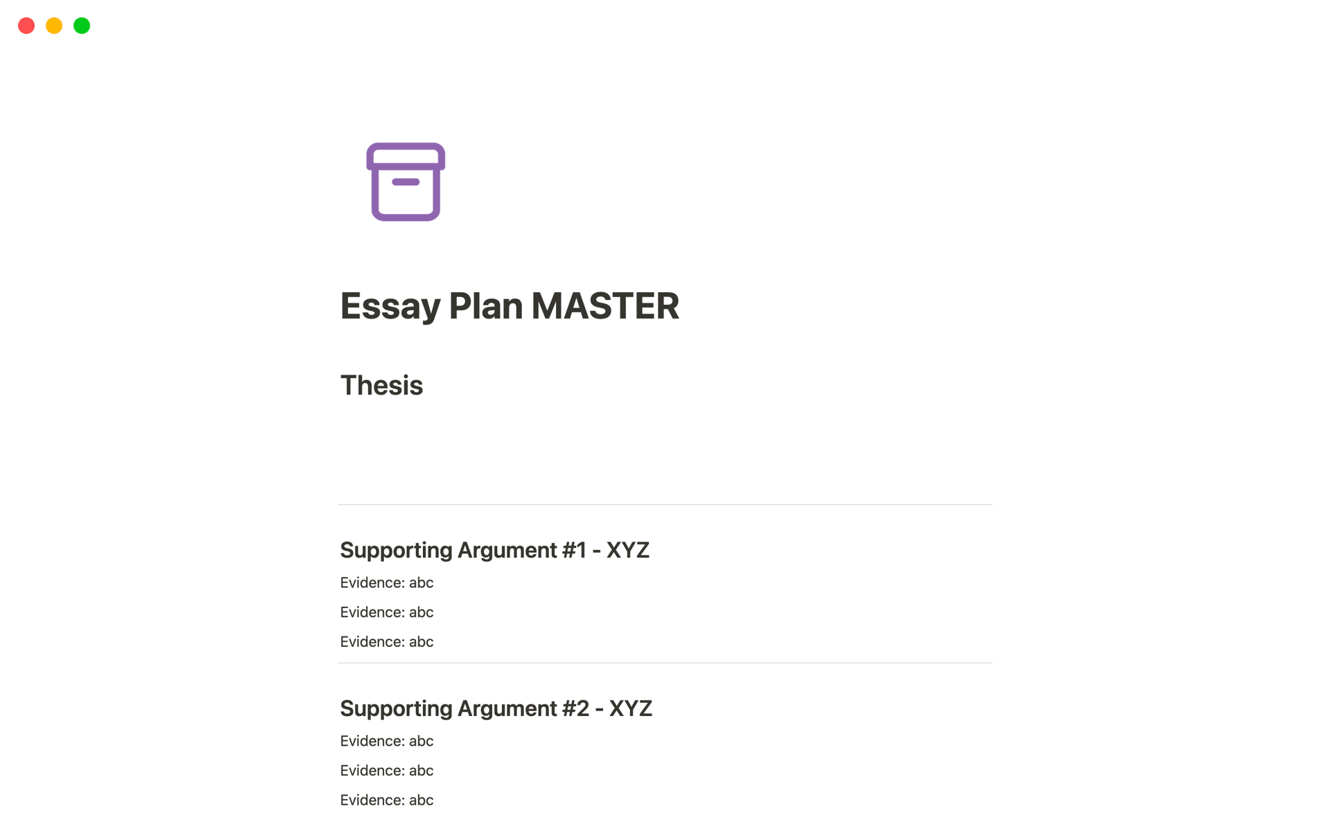 essay plan notion template