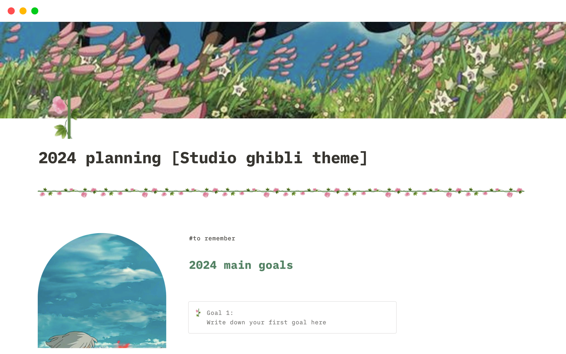 2024 Planning [Studio Ghibli Theme] | Notion Template