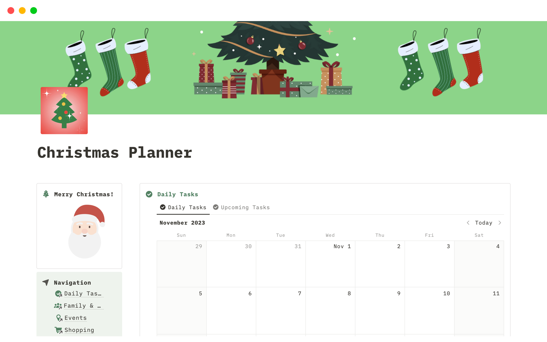 Christmas Planner Notion Template