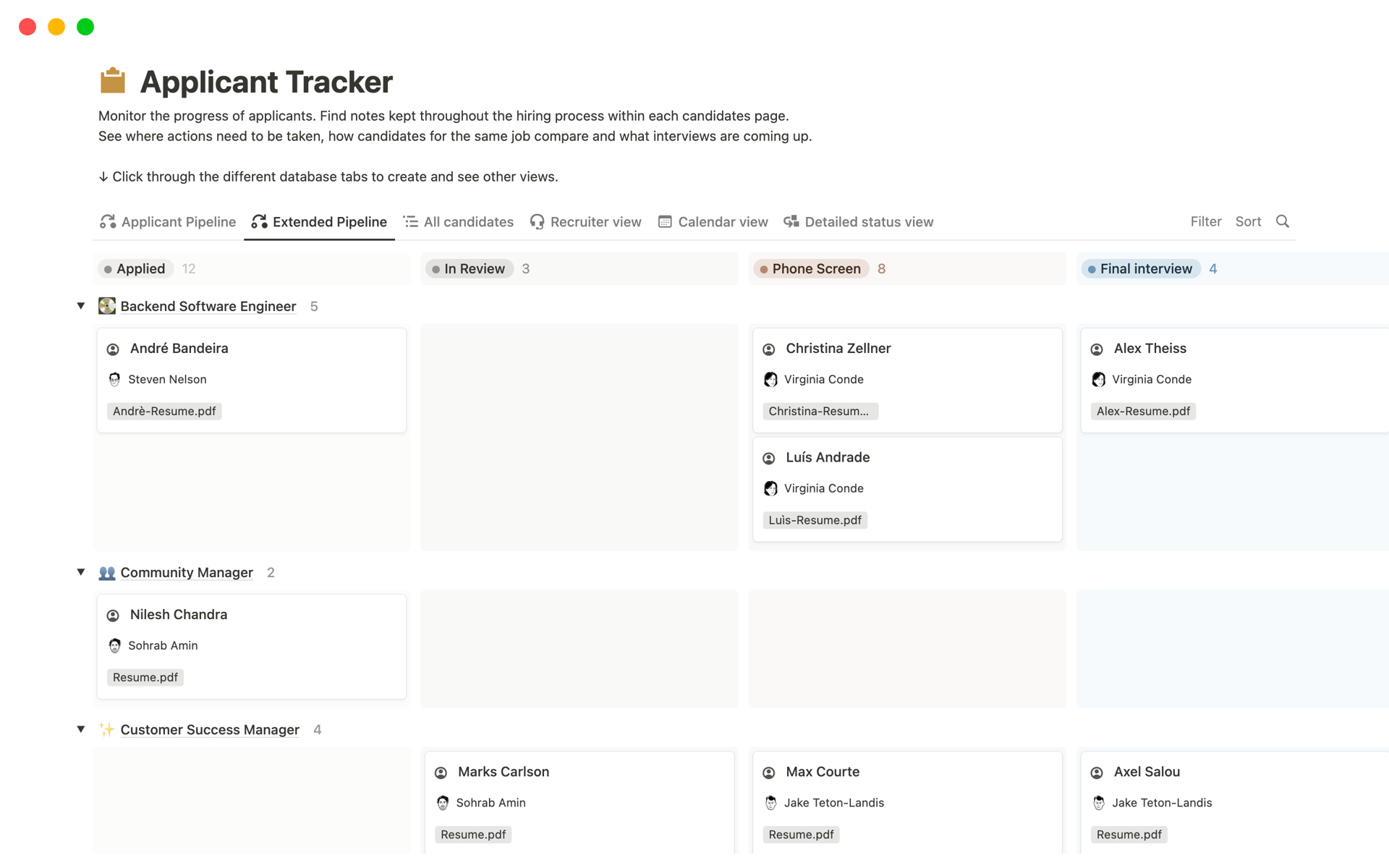 Elevate hiring with Notion. Seamlessly track applicants, manage roles, and coordinate tasks for a streamlined recruitment experience.