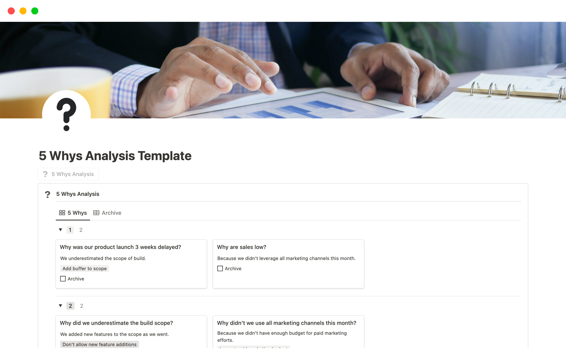 5 Whys Analysis | Notion Template