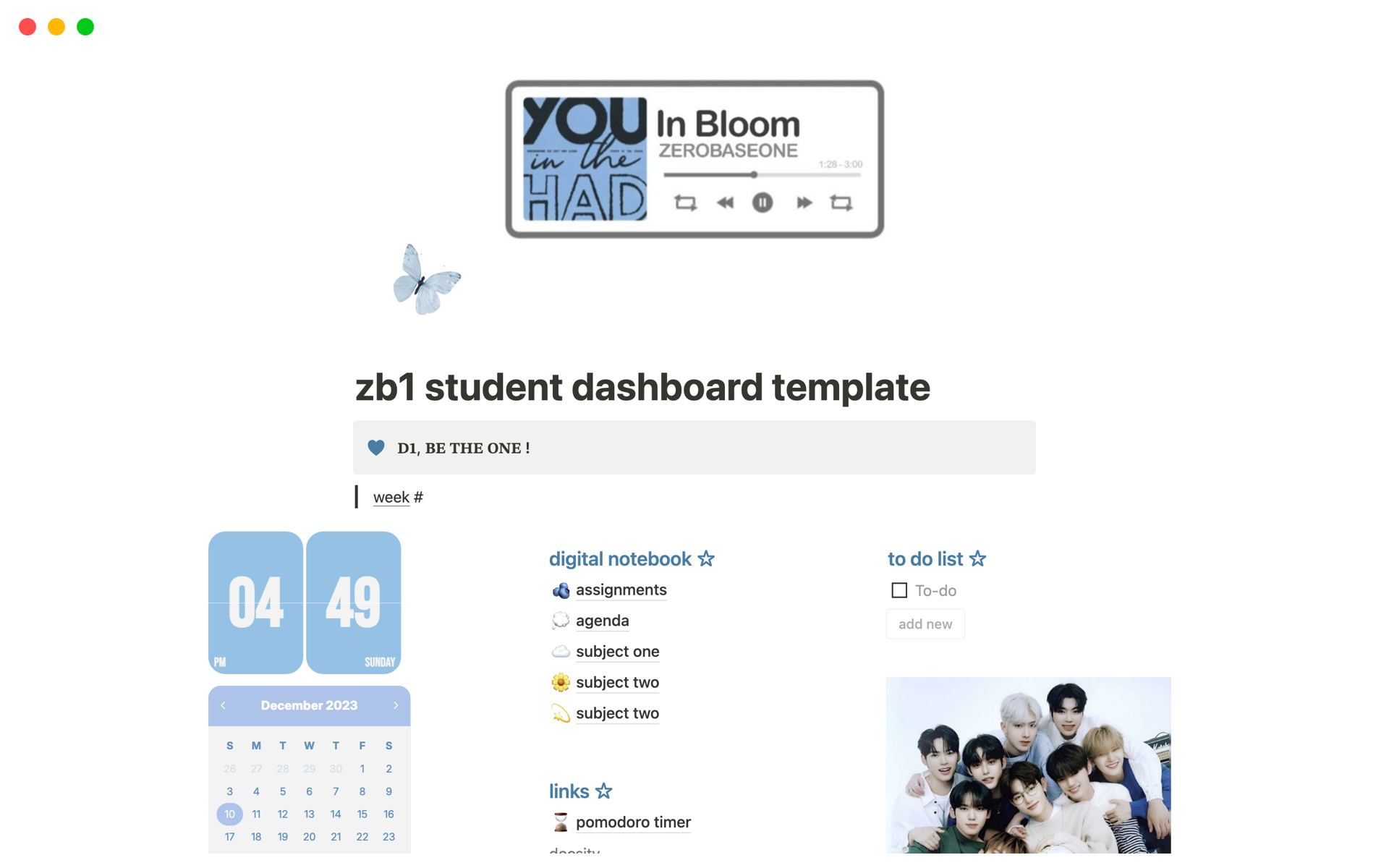 zerobaseone/zb1 student dashboard Notion Template