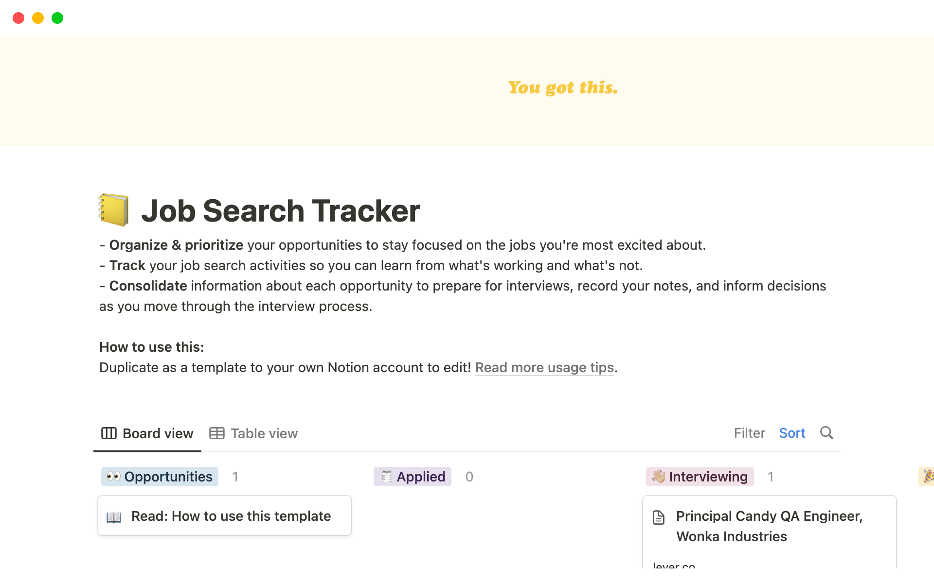 Job Search Tracker  Notion Template