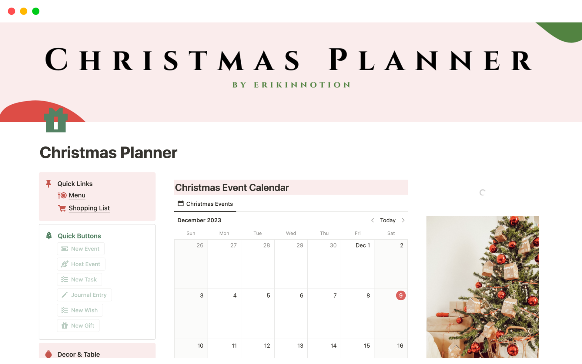 Christmas Planner Notion Template