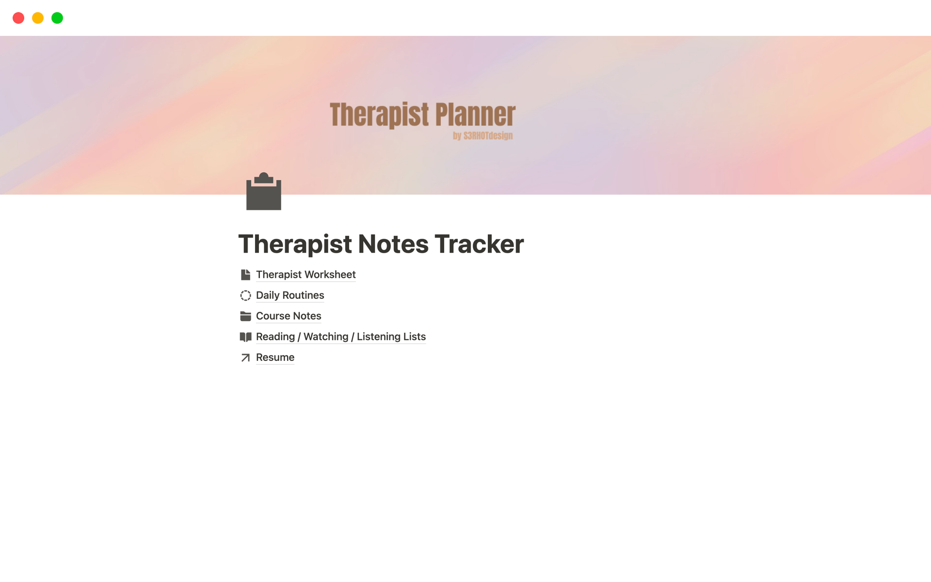 Therapist Notes Tracker Notion Template