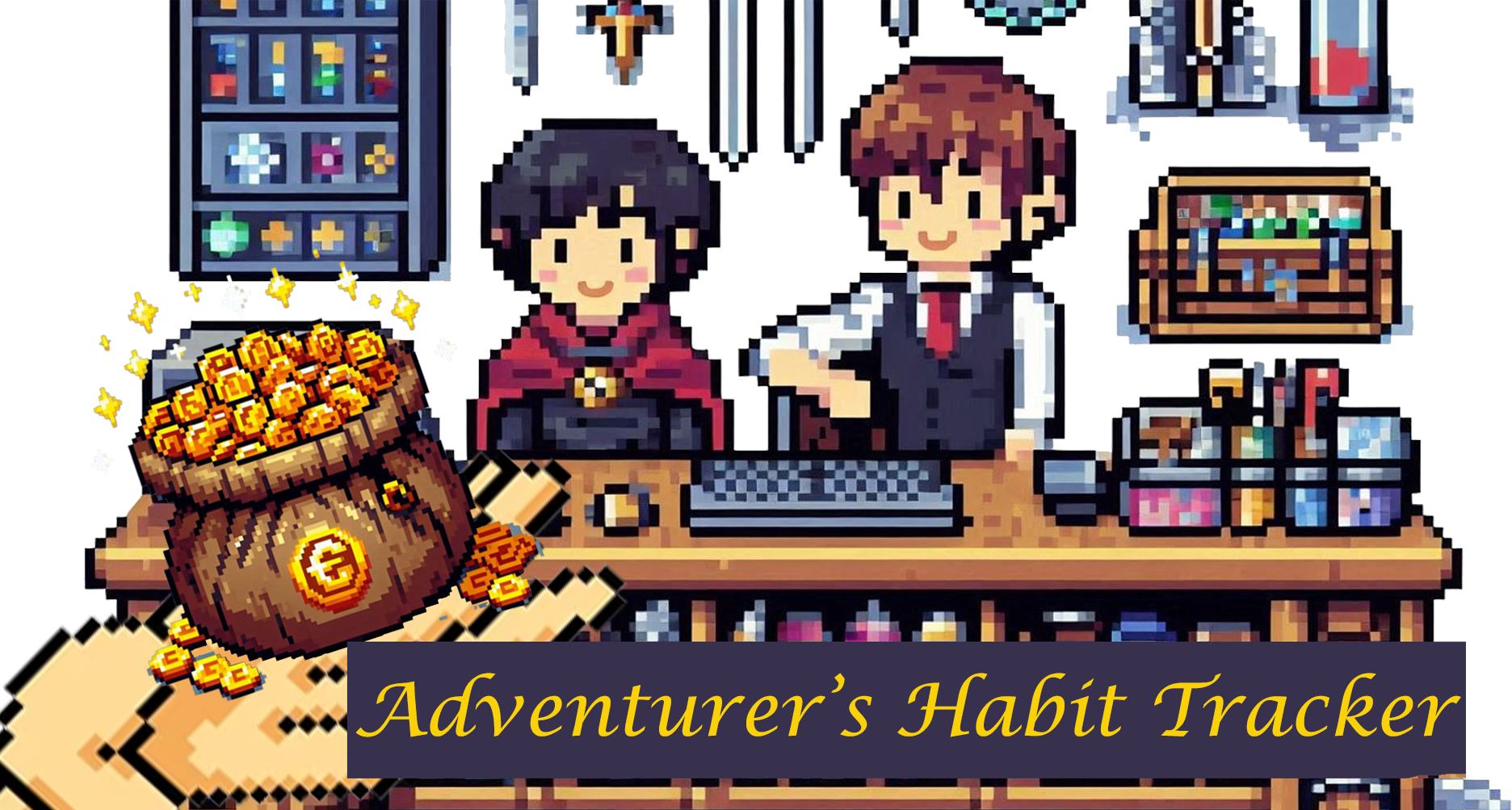 Earn coins by completing habits, then treat yourself in the shop. Fully customizable for your unique adventures!