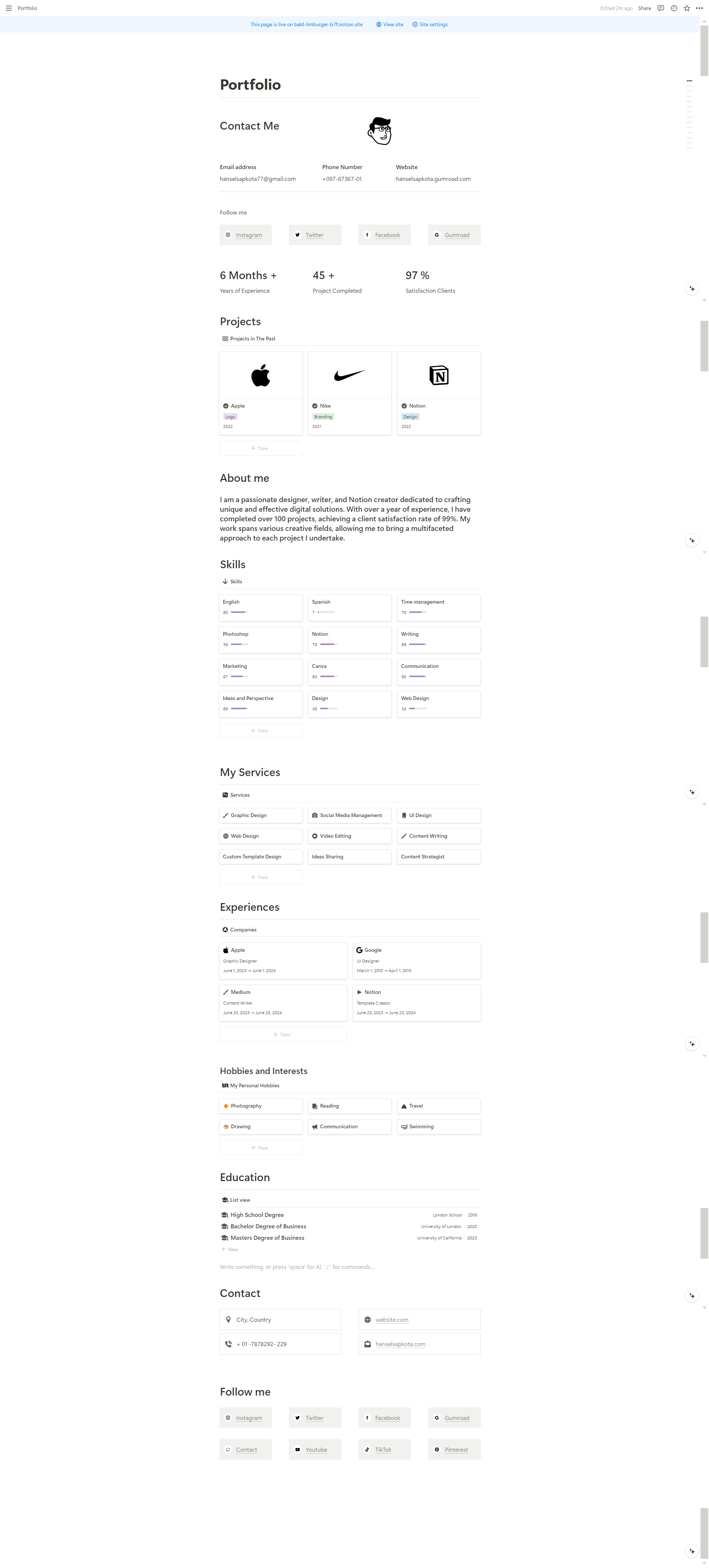 Create your minimal and clean interactive Resume / Portfolio fast!