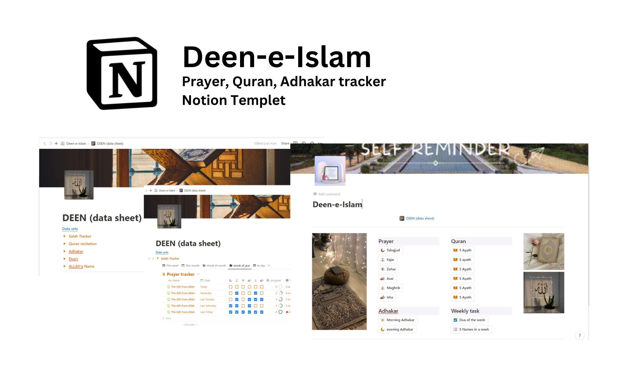 This template helps in tracking your Deen/Islamic/spiritual goals.