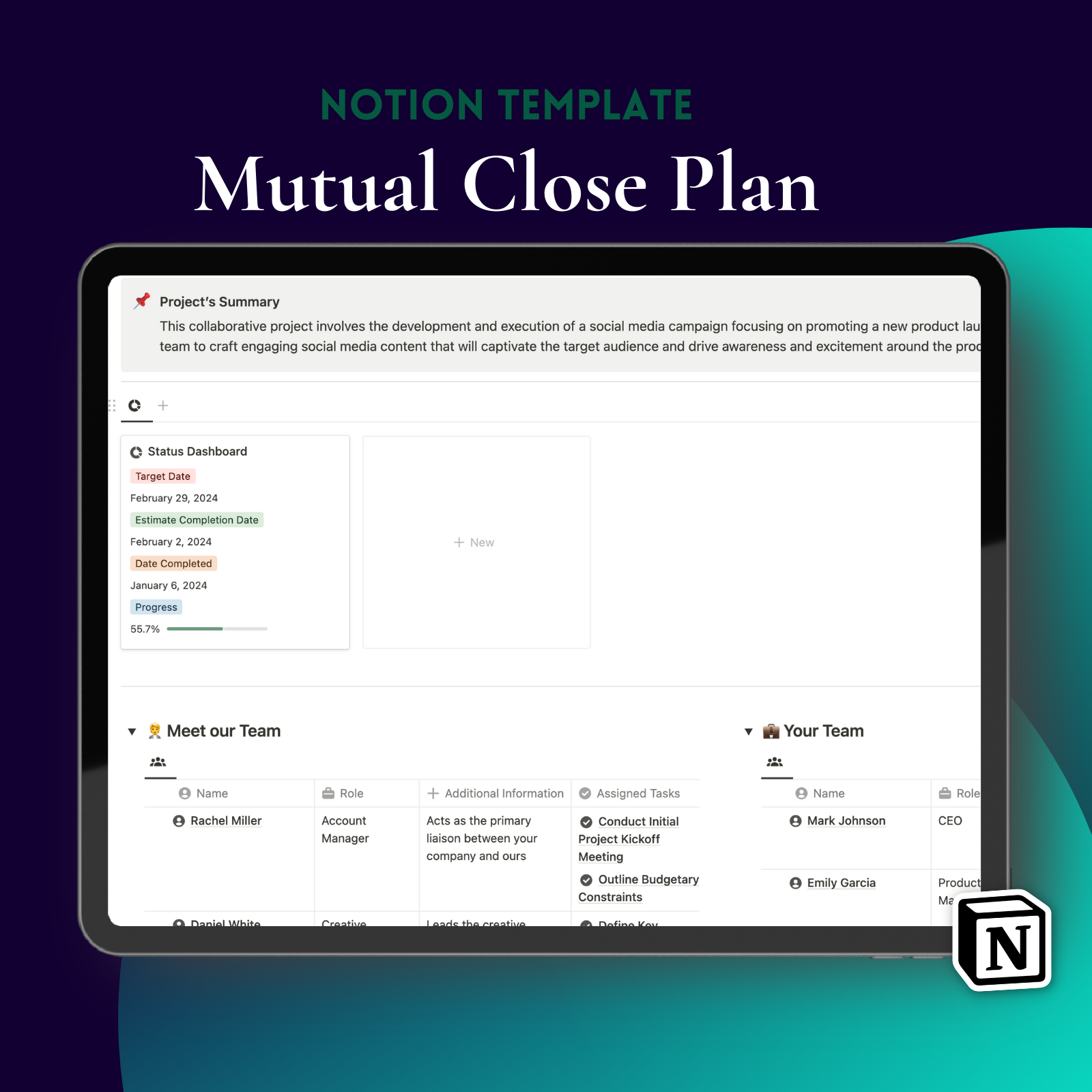 Unlock Your Potential with our Mutual Close Plan Notion Template.

Explore the effectiveness of our Notion template for mutual close plans, engineered to enhance collaboration and streamline the customer-seller relationship.