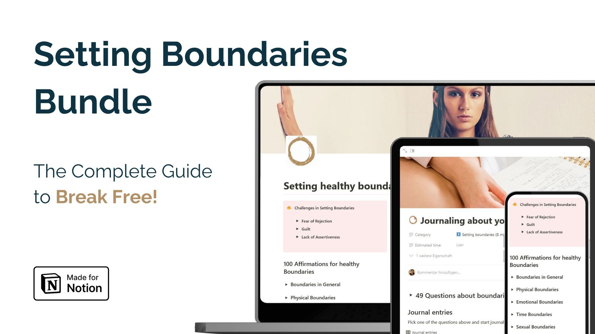 The Ultimate Course and all-in-one Notion Operating System to to Stop People-Pleasing & Unlock Your "No”! The Setting Boundaries Bundle is here to master the Art of Saying No with Confidence.