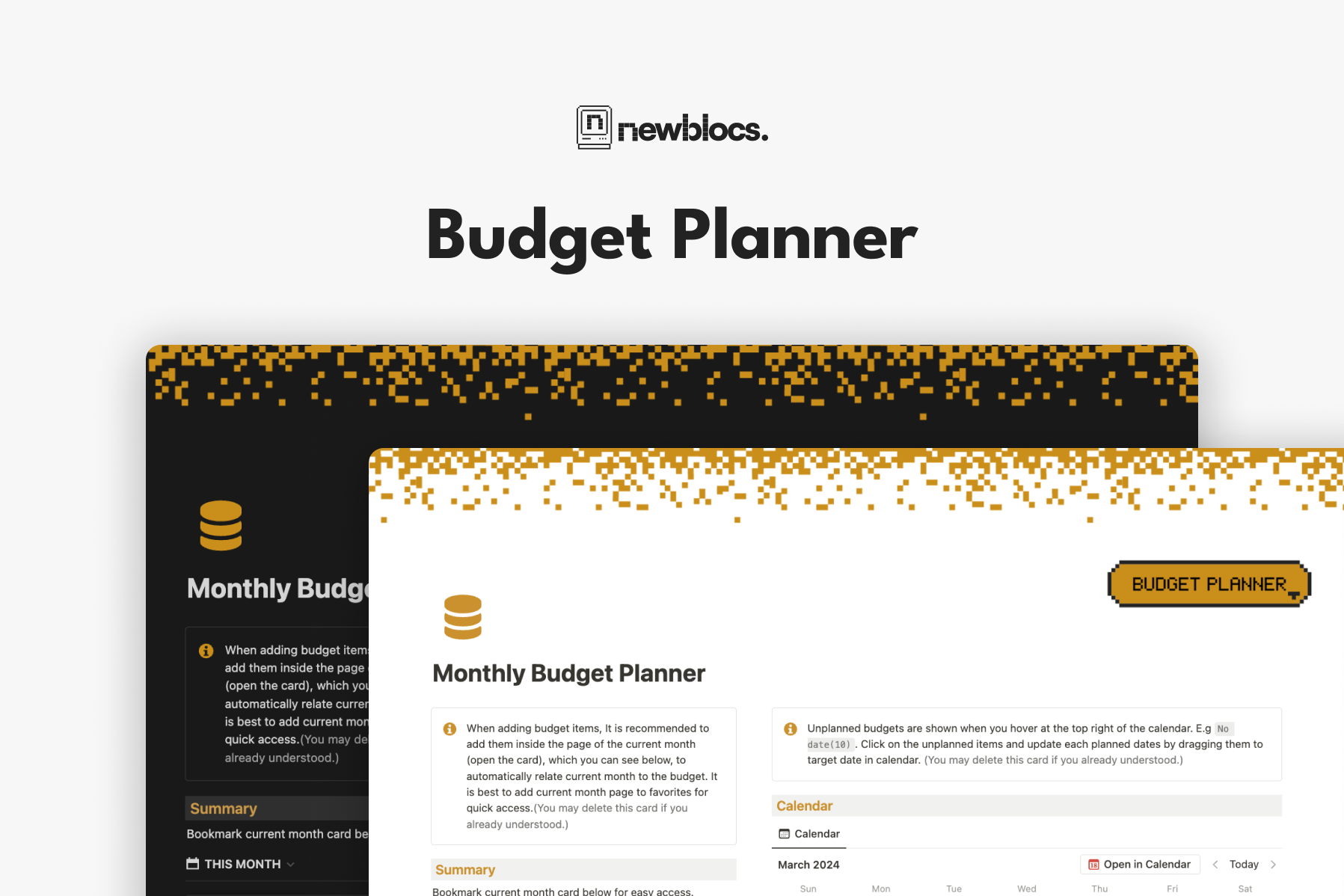 Effortlessly manage your monthly finances with Budget Planner, a Notion template designed to streamline your budgeting process.