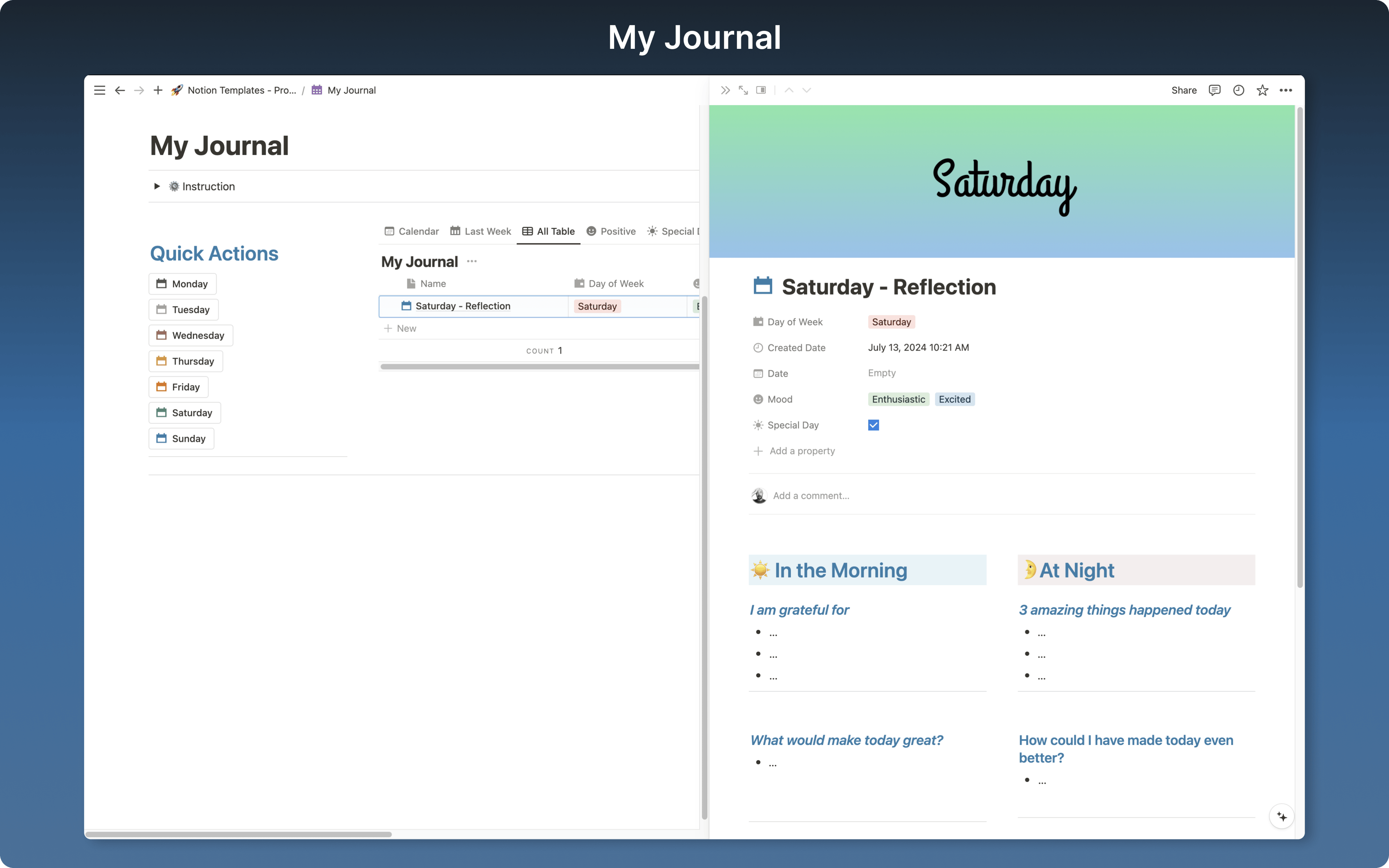 Journal that allow you to reflect on your days and build healthy mental habit.