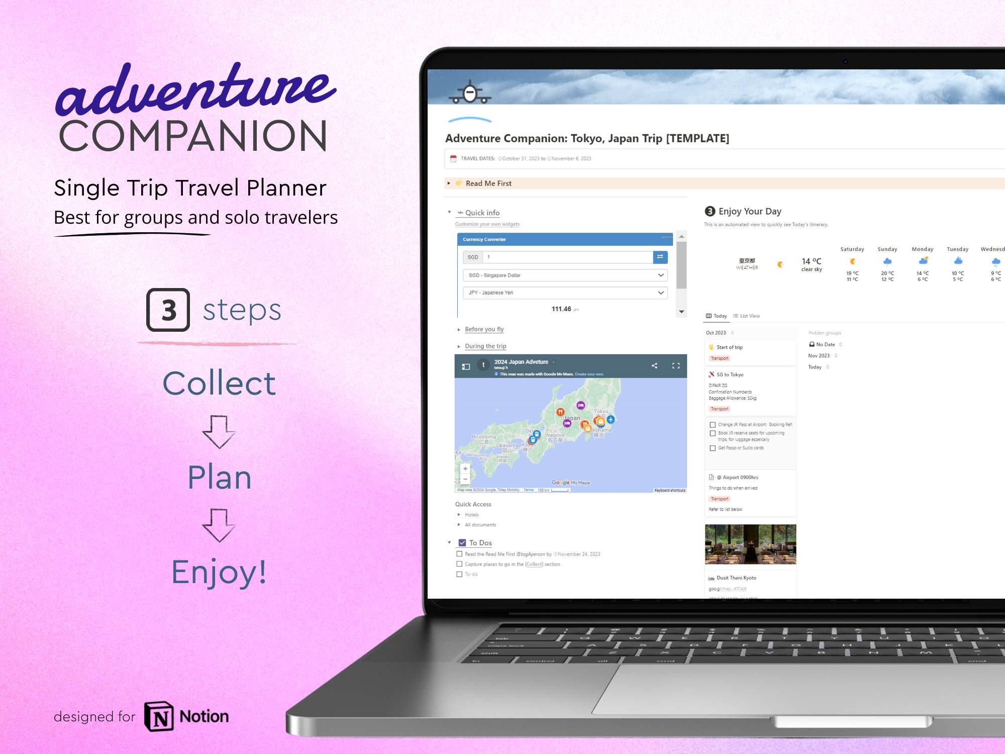 Collect, Plan, Enjoy!
Simplify trip planning with our 3 step travel planner!

Easily create ideal itineraries, collaborate with friends seamlessly, get their preference with a single click of the voting button.
And store all your important docs in one place!
