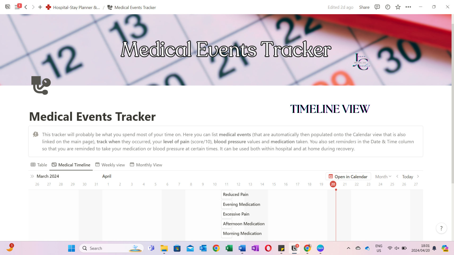 Having to go to hospital is stressful enough already, so why put extra pressure on yourself to figure out and remember what to take and what preparations to do in advance? This template is designed for you to keep track of all your need to do, know & track throughout the process.