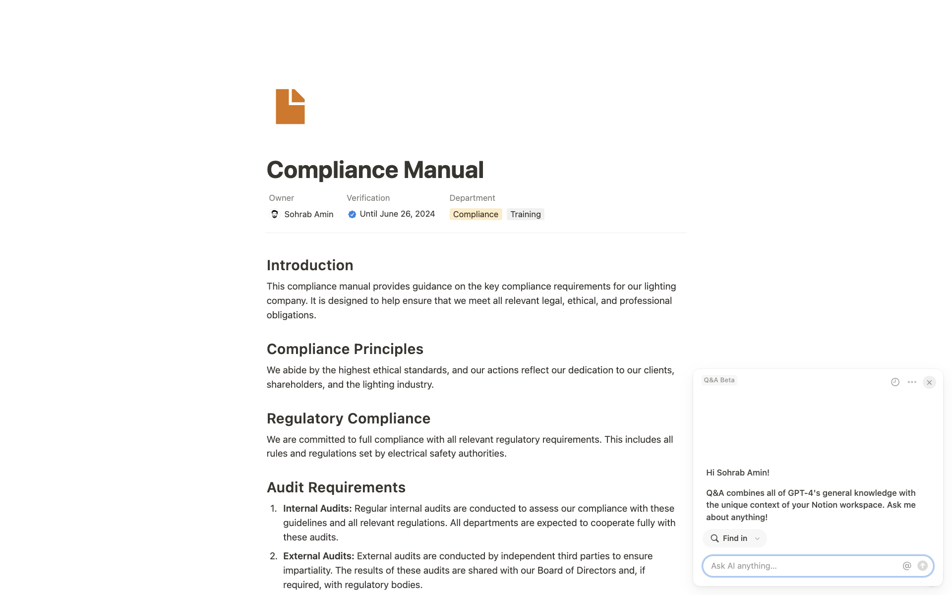 Ensure your team stays compliant with this AI-powered Compliance Hub template, designed to streamline legal and regulatory processes.