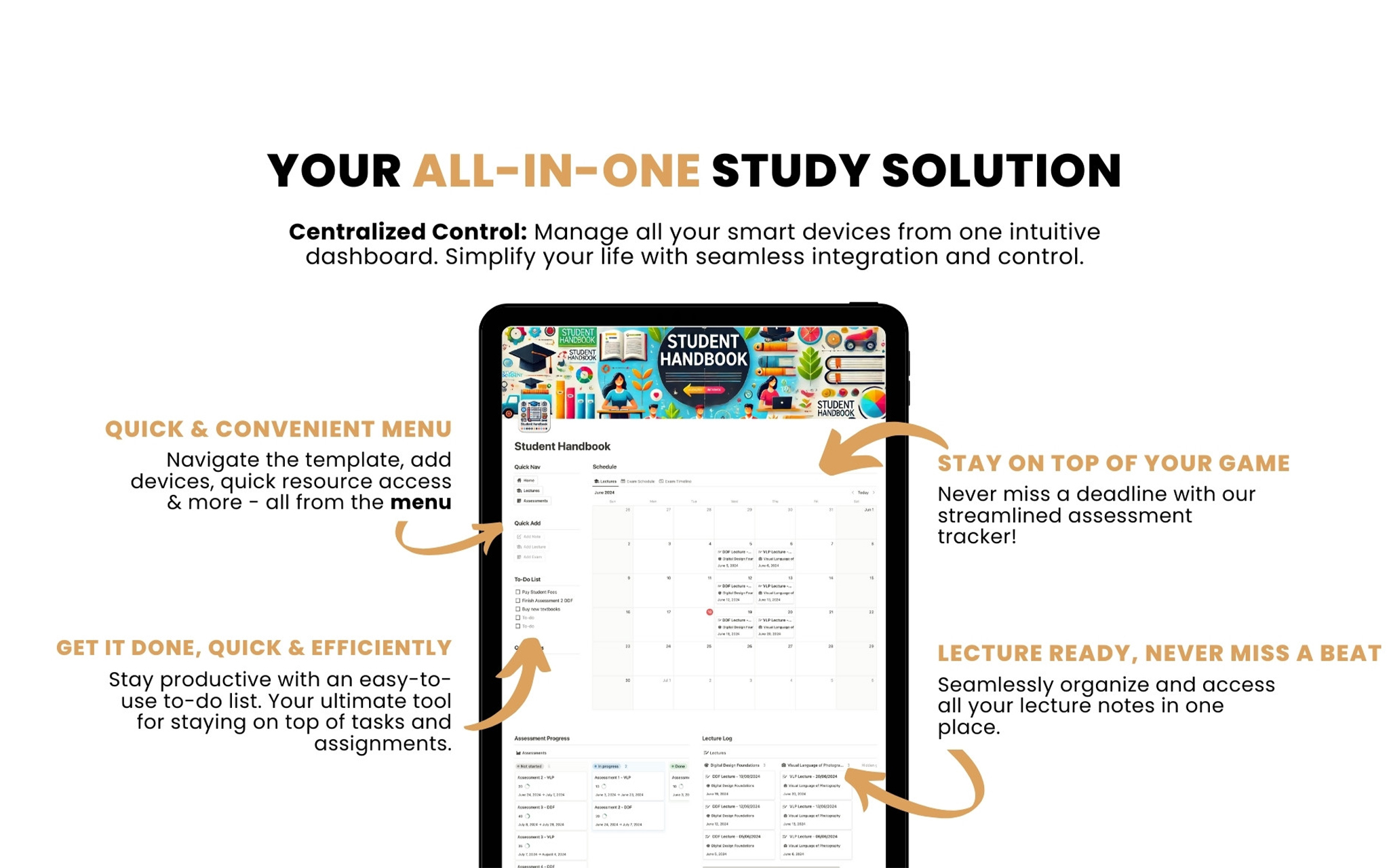 This all-in-one digital planner is designed specifically for students at school or university/college who want to take control of their academic life and excel in their studies. With our Student Handbook, you can transform your study routine, stay organized & achieve your goals!