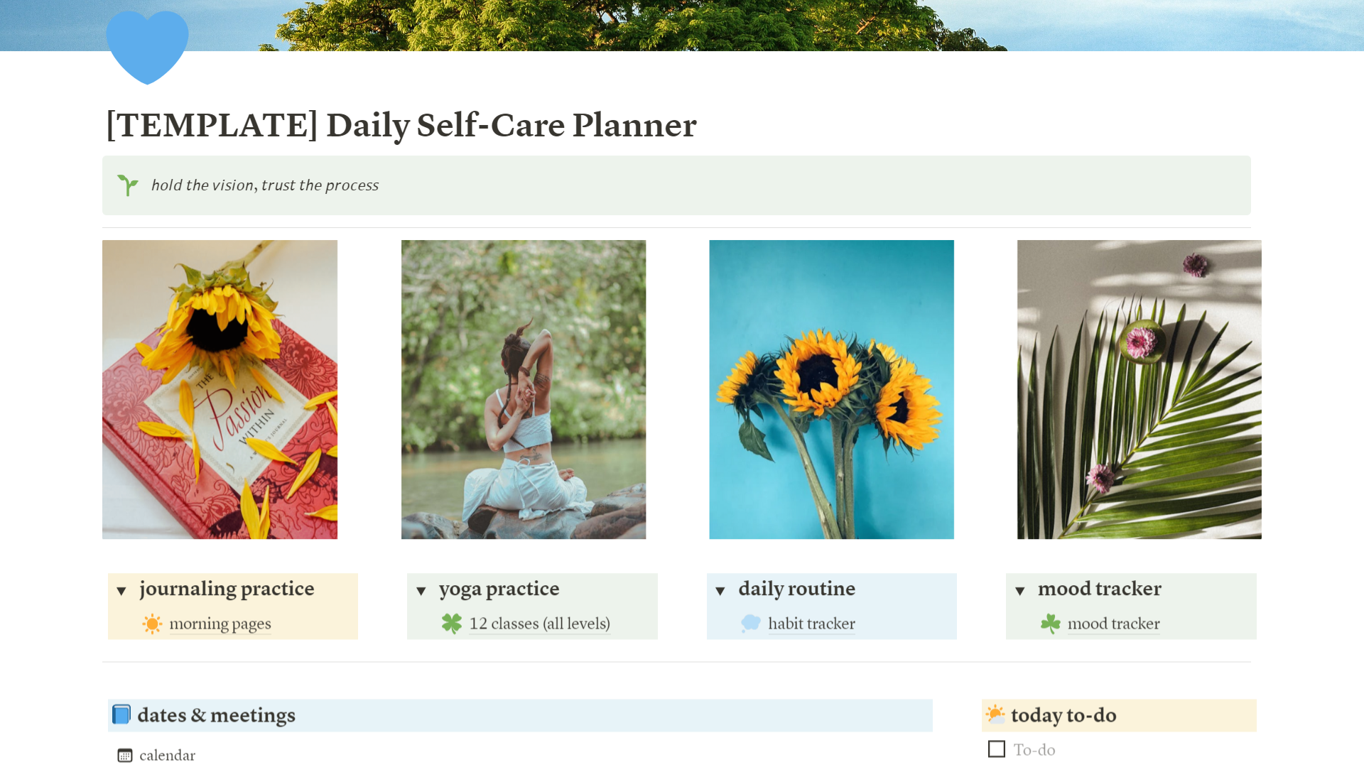 💚 This Daily Planner will help you transform your daily routine into a self-care ritual.
✅ Journaling practice + Tutorial
✅ 12 Yoga Flow Classes Plan
✅ Habit Tracker + Tutorial
✅ Mood Tracker + Tutorial
Self-care is how you give yourself permission to evolve into your best self!