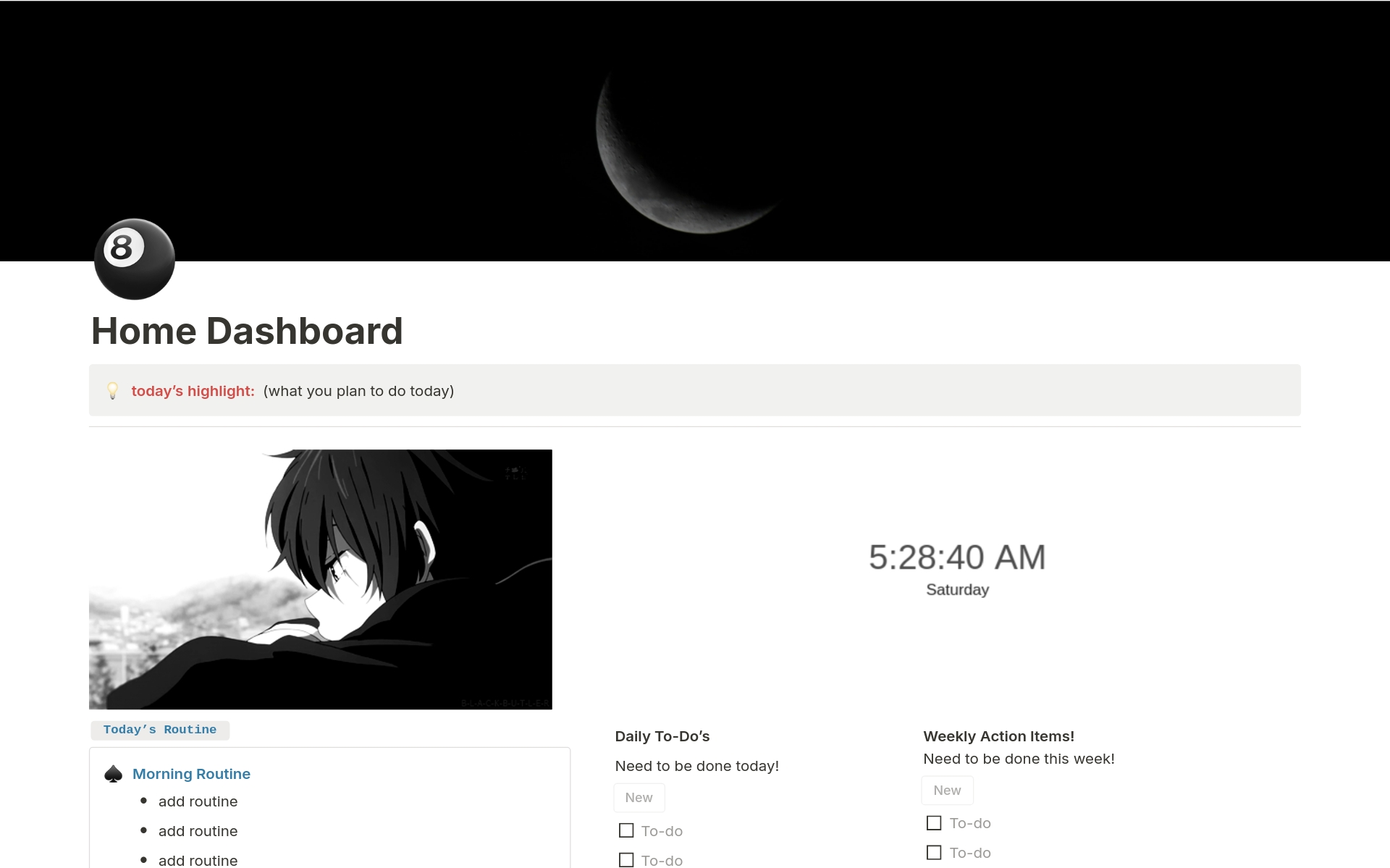 A template preview for HOME DASHBOARD