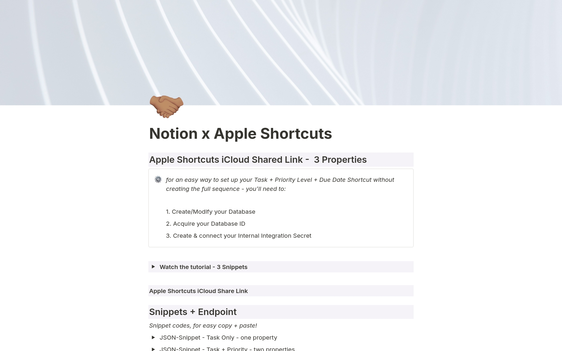 Unlock seamless productivity with our Notion x Apple Shortcuts guide! Learn to integrate tasks, priorities, and due dates effortlessly. Includes iCloud links, JSON snippets, and essential resources. Streamline your workflow and boost efficiency in no time! 