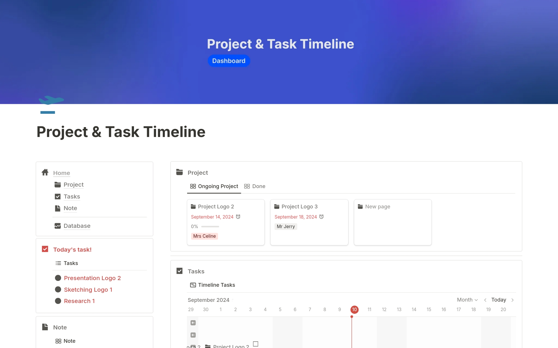 Project & Task Timeline Template by riizzzal | Notion Marketplace