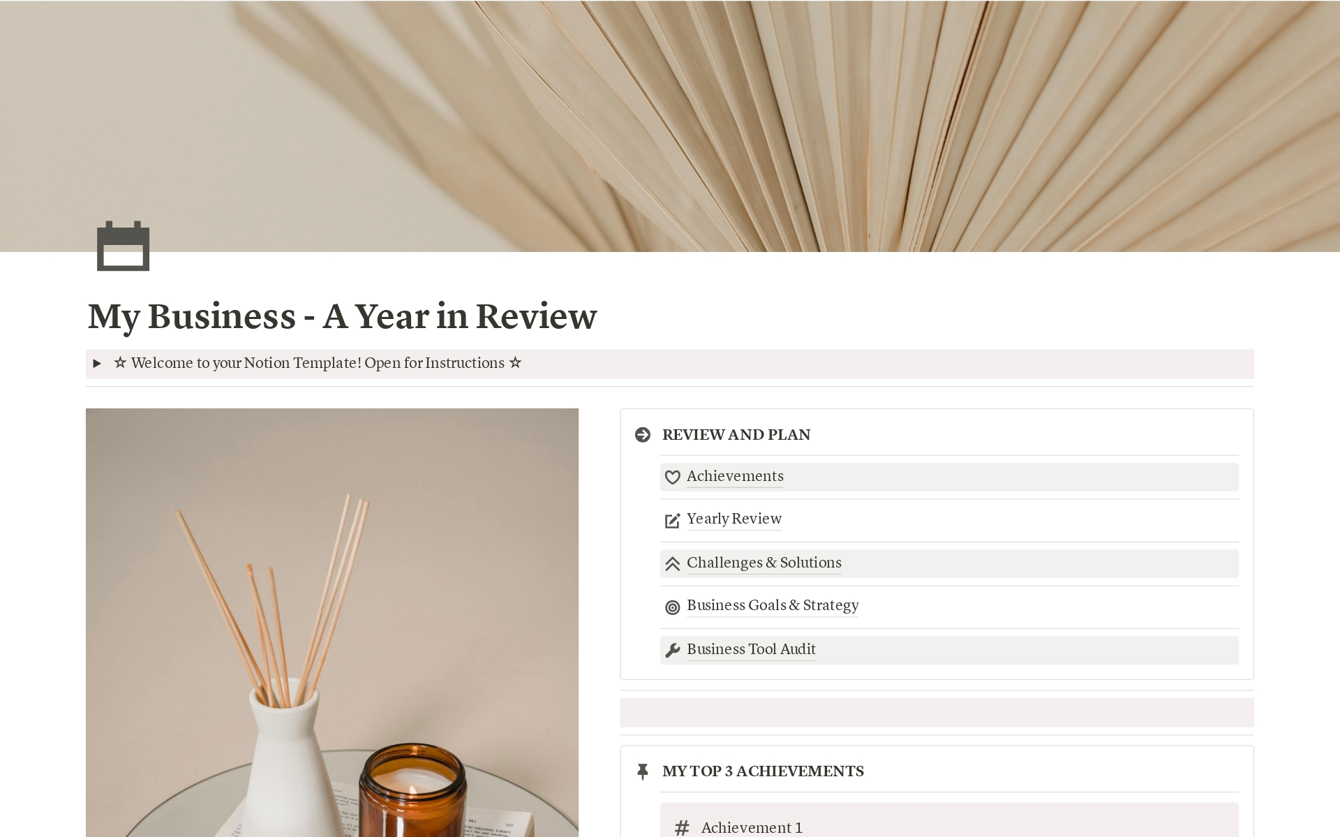 En forhåndsvisning av mal for My Business - A Year in Review