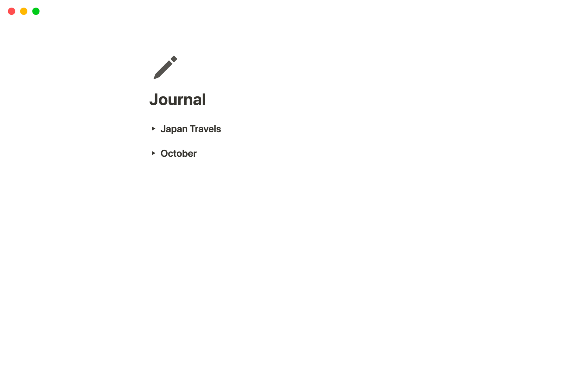 En forhåndsvisning av mal for Minimalist Journal