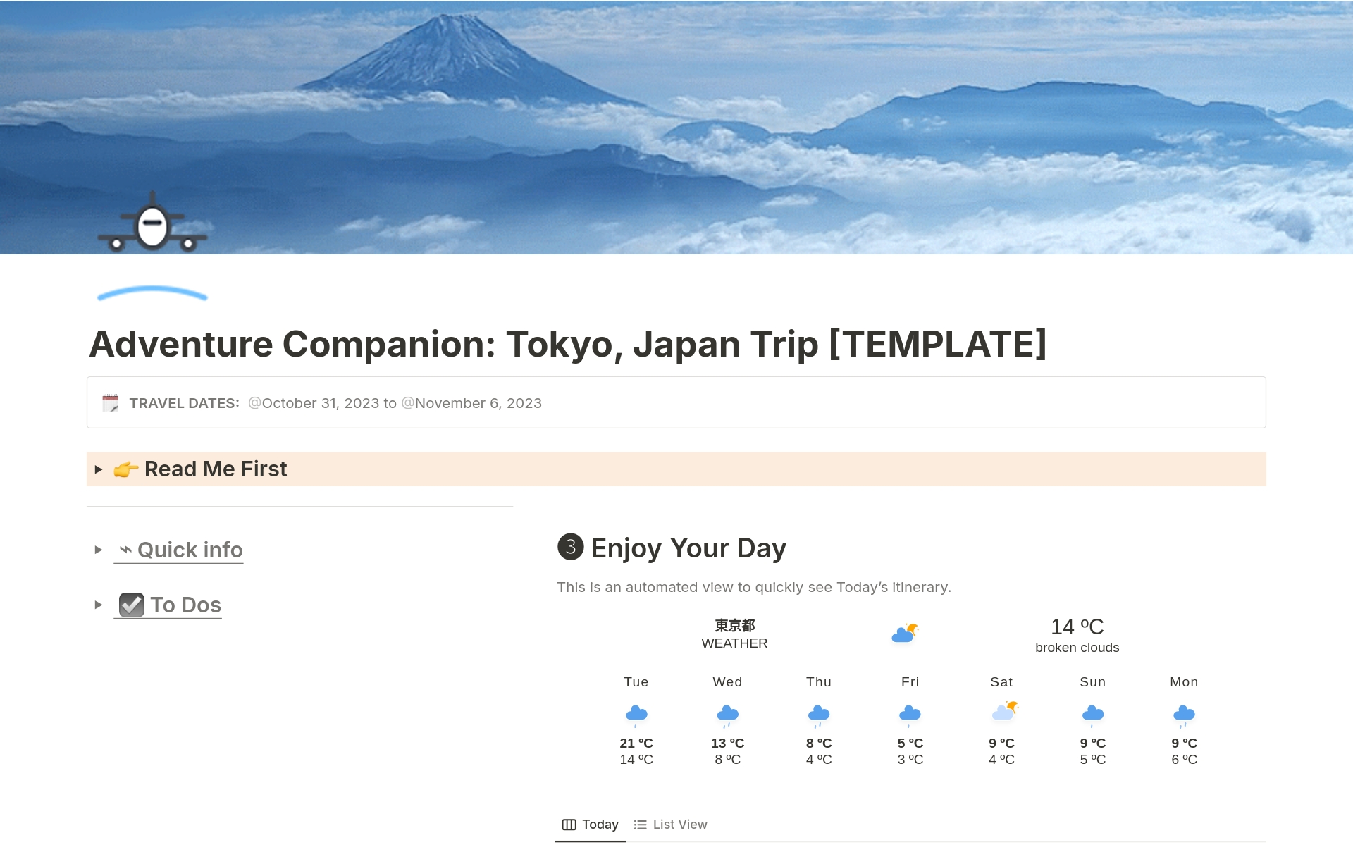 A template preview for Adventure Companion Travel Planner