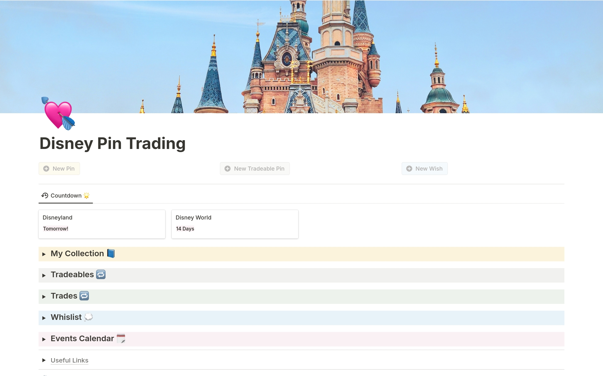 En förhandsgranskning av mallen för Disney Pin Trading