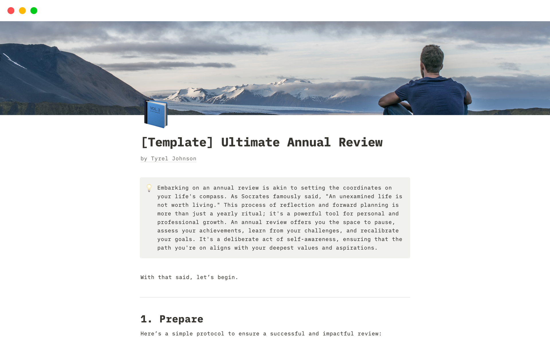 En förhandsgranskning av mallen för Ultimate Annual Review