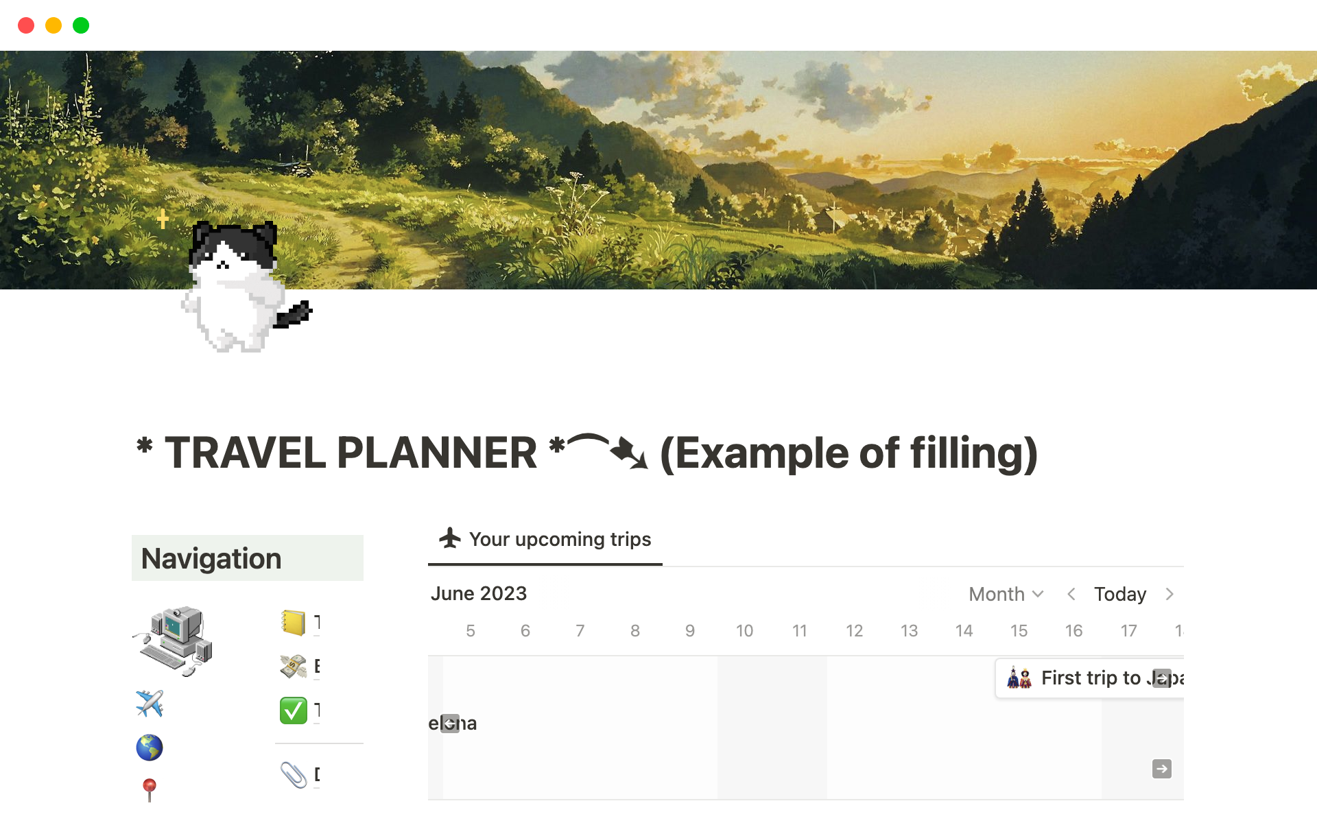 A template preview for Ultimate Travel Planner
