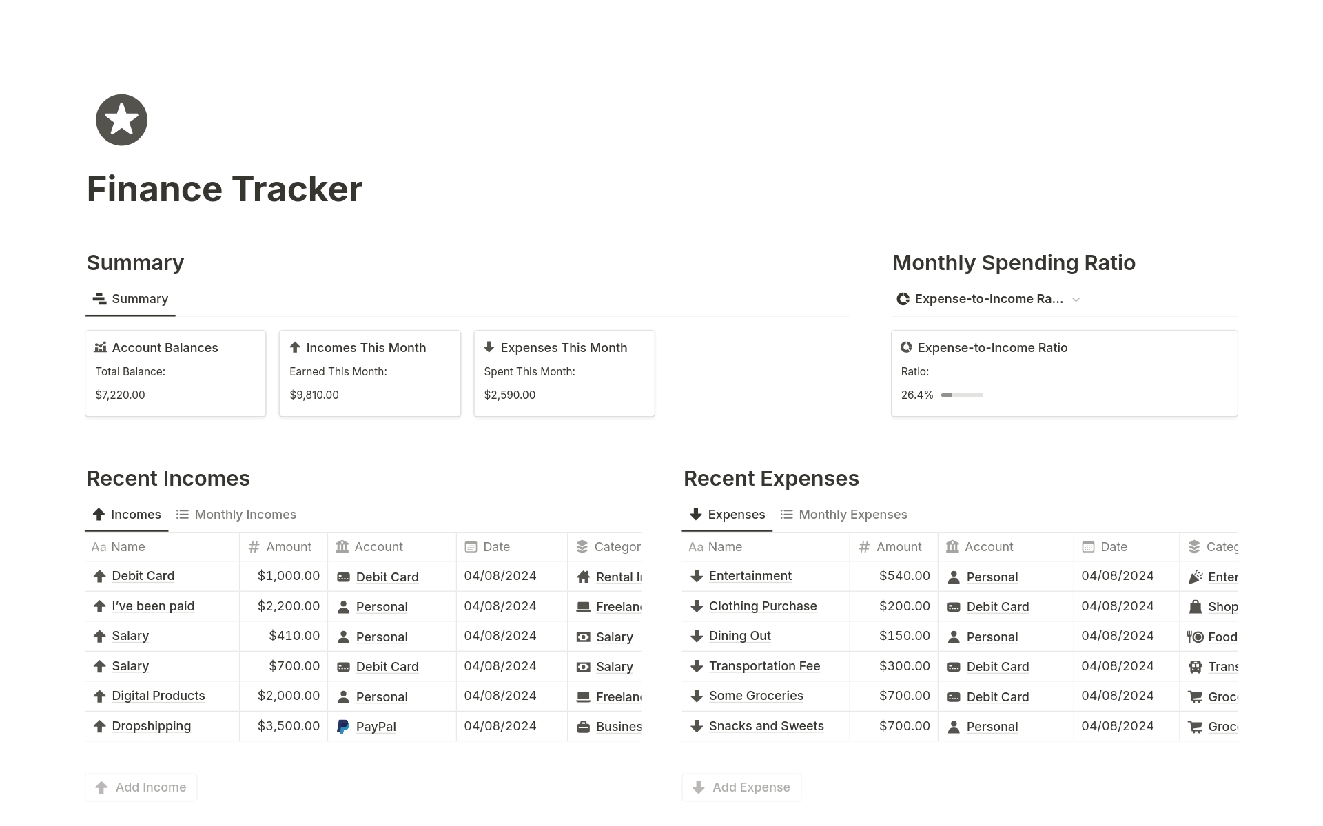 Streamlined finance tracking for everyone