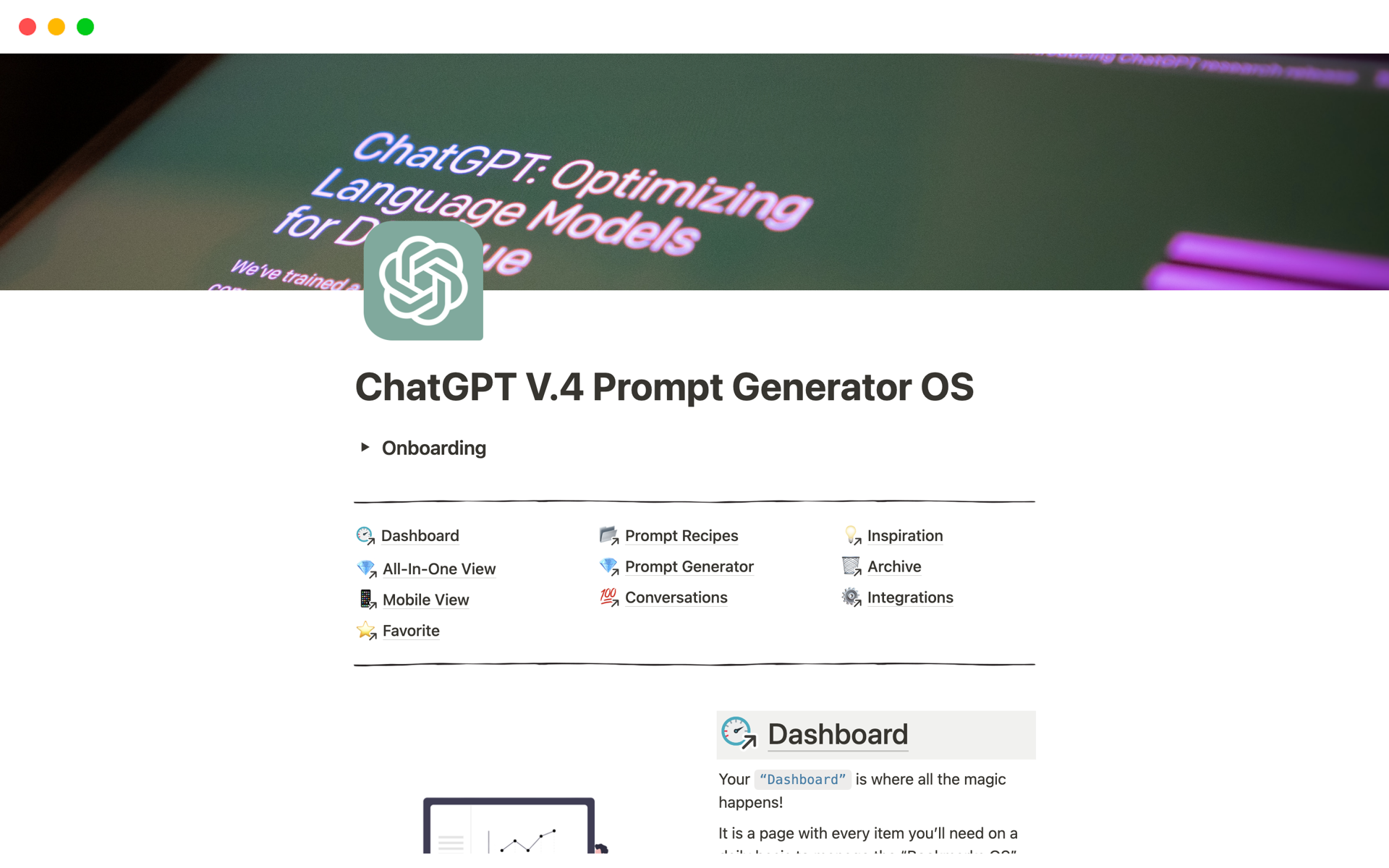 Mallin esikatselu nimelle ChatGPT Prompt Generator OS
