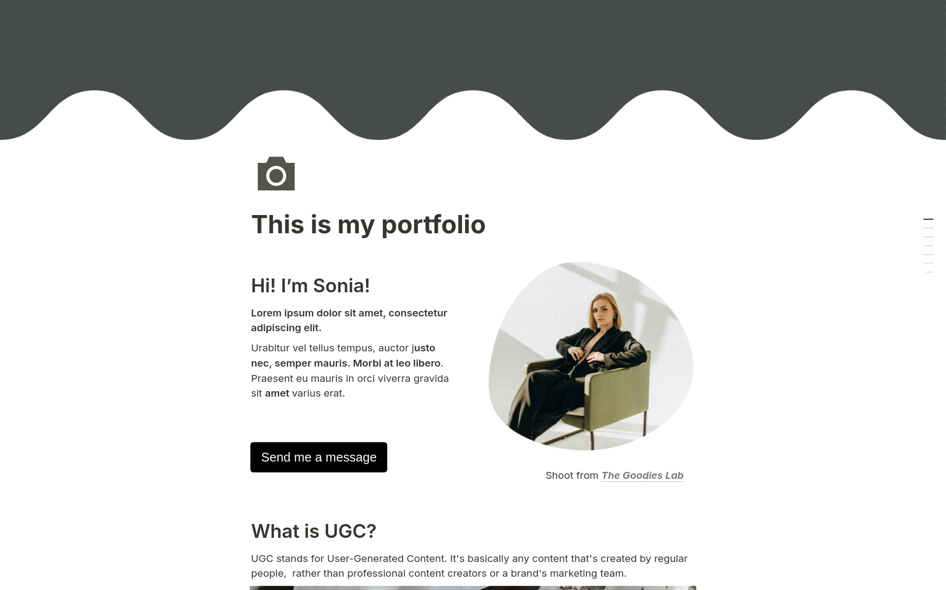 Captivate clients and showcase your UGC expertise with our Portfolio site template.