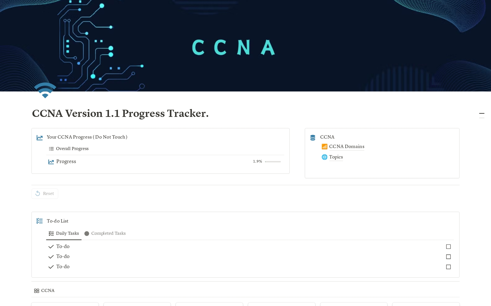 CCNA version 1.1 Progress Tracker Template by Tanaka Mhuka | Notion ...