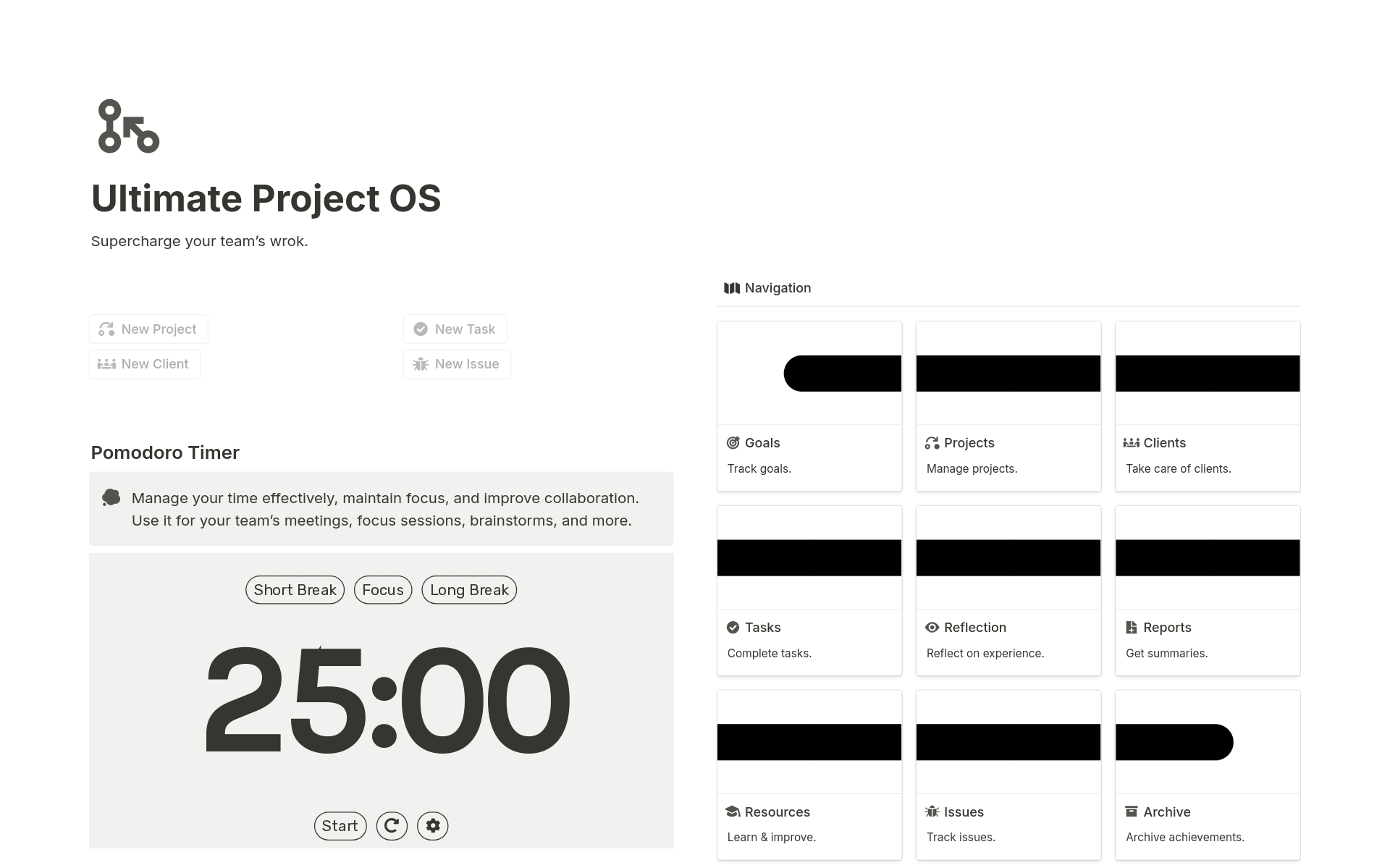 Vista previa de plantilla para Ultimate Project OS